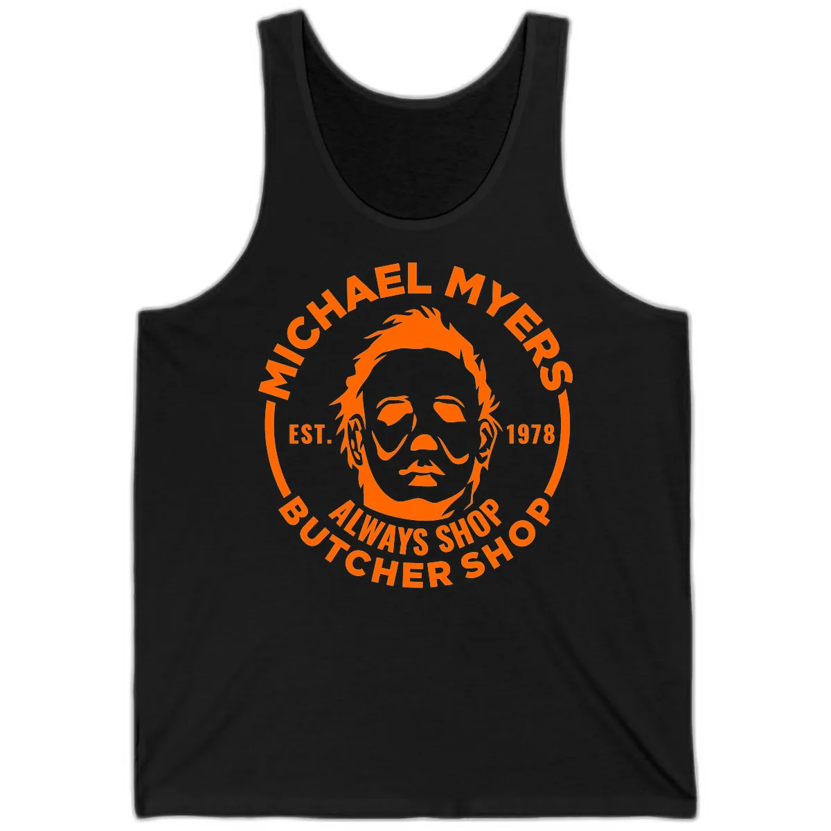Michael Myers Butcher Shop Logo Tank in Black