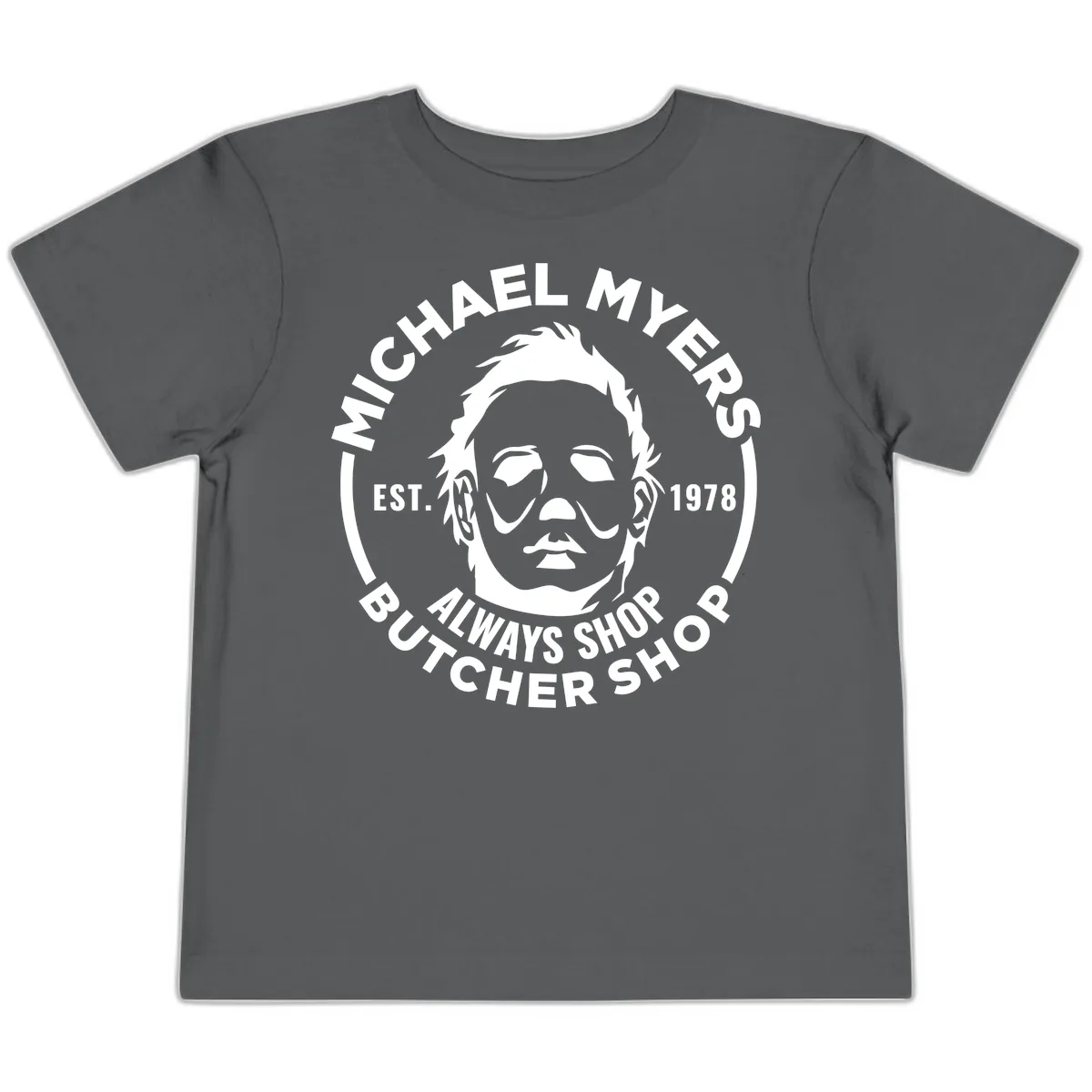 Michael Myers Butcher Shop Logo Toddler T-Shirt in Asphalt