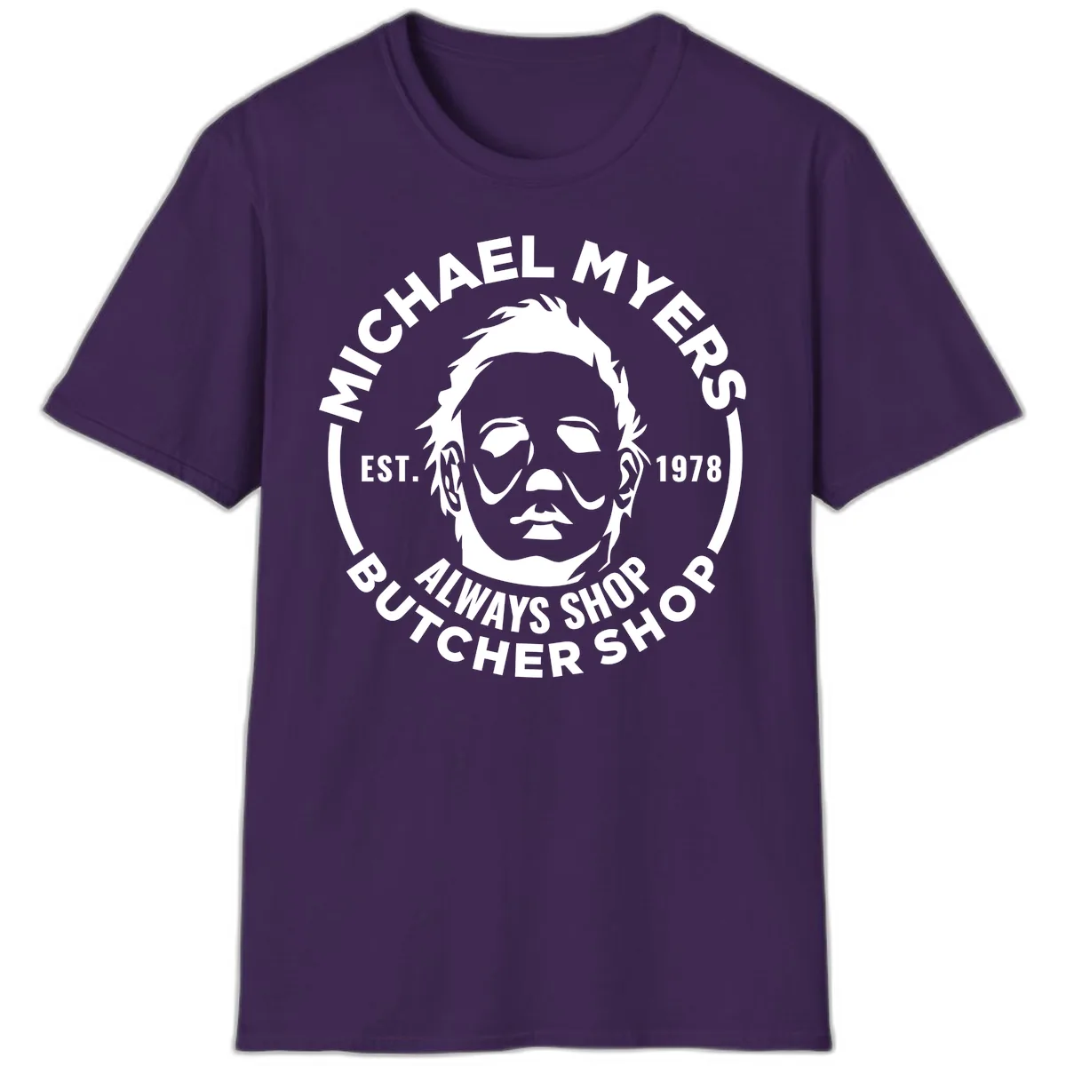 Michael Myers Butcher Shop Logo T-Shirt in Purple