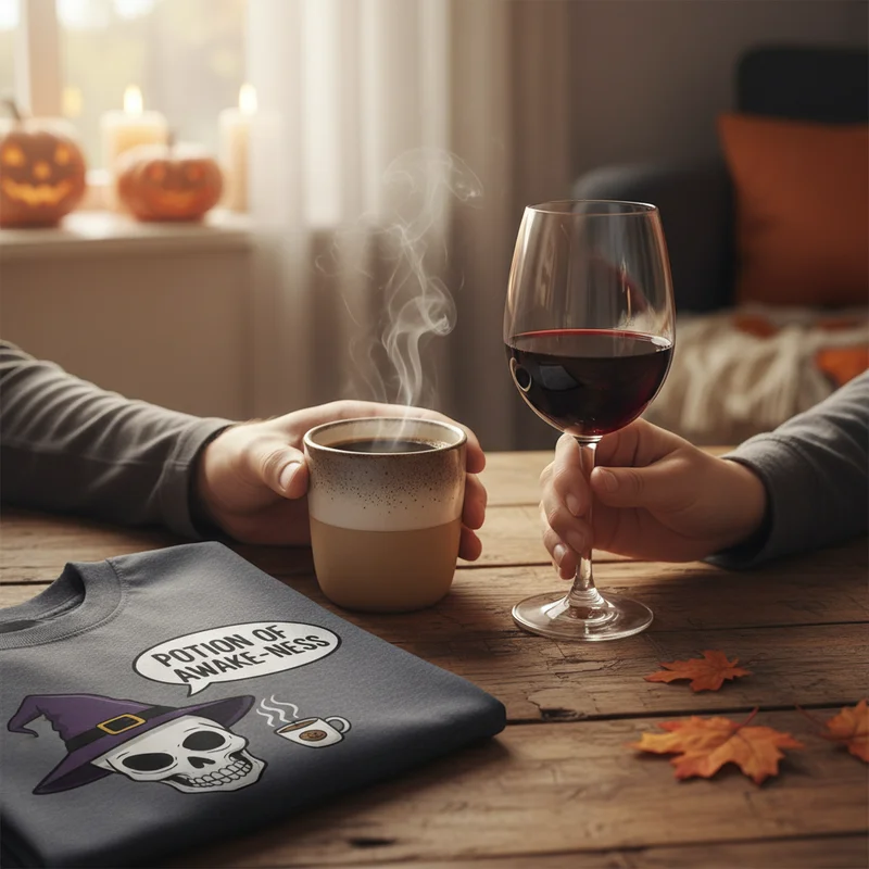 Halloween Coffee & Wine Shirts: The Perfect Pairing of Puns - Funny Halloween Shirts