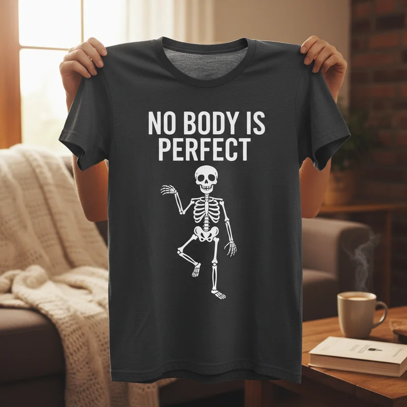 The "No Body Is Perfect" Shirt: A Punny Take on Self-Acceptance - Funny Halloween Shirts