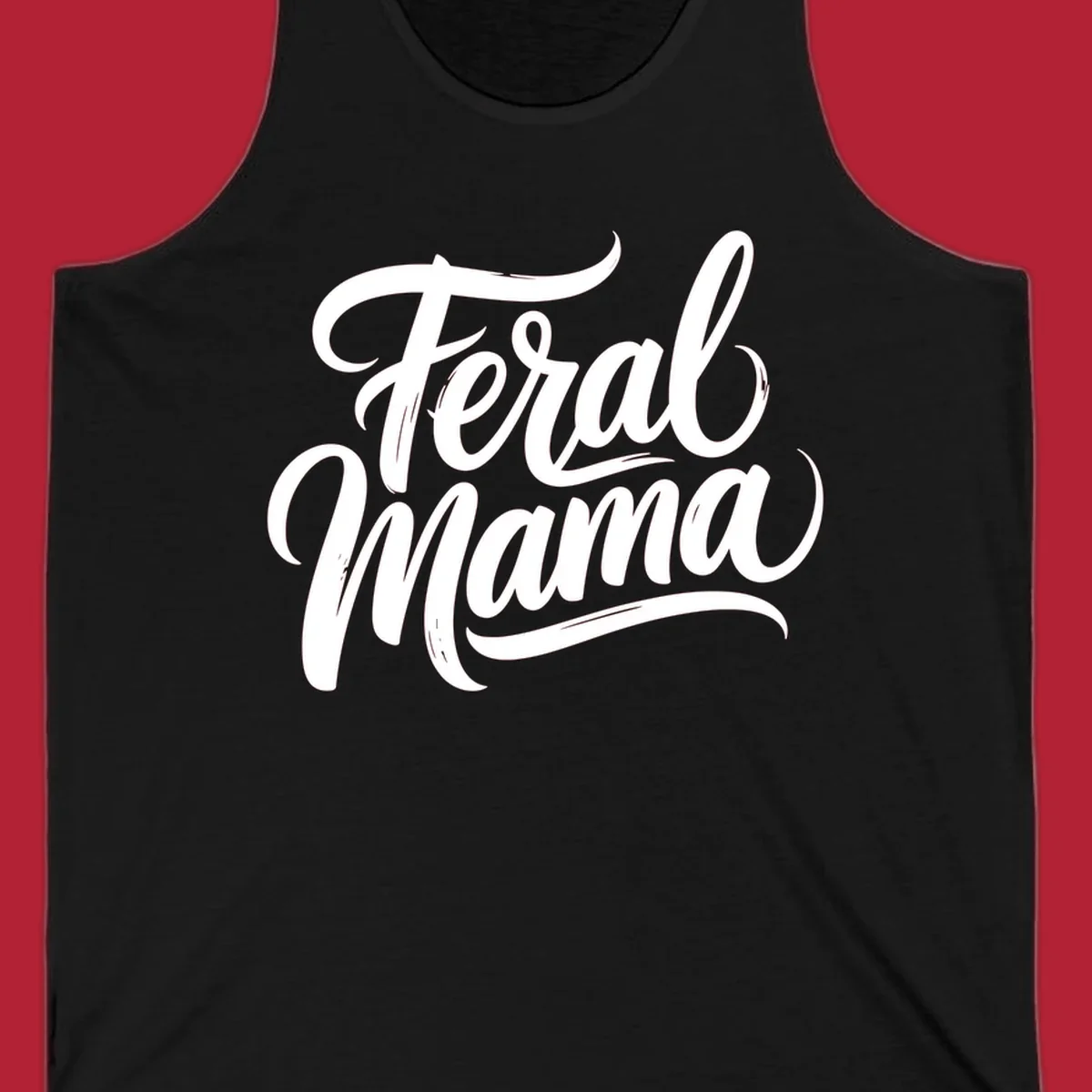 Bold black script text reading 'Feral Mama' with decorative flourishes, highlighting the feral mama script concept.