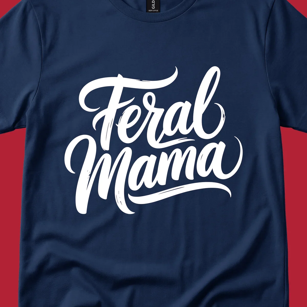 Bold black script text reading 'Feral Mama' with decorative flourishes, highlighting the feral mama script concept.