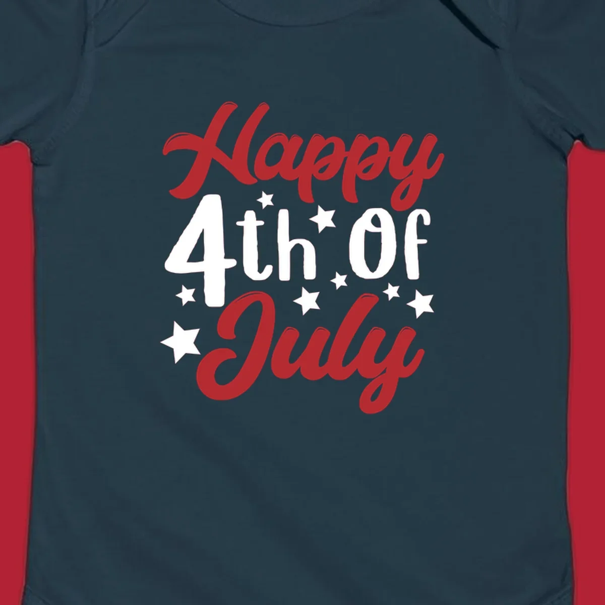 Happy 4th Of July stars design with red, white, and blue text and stars, perfect for patriotic celebrations.