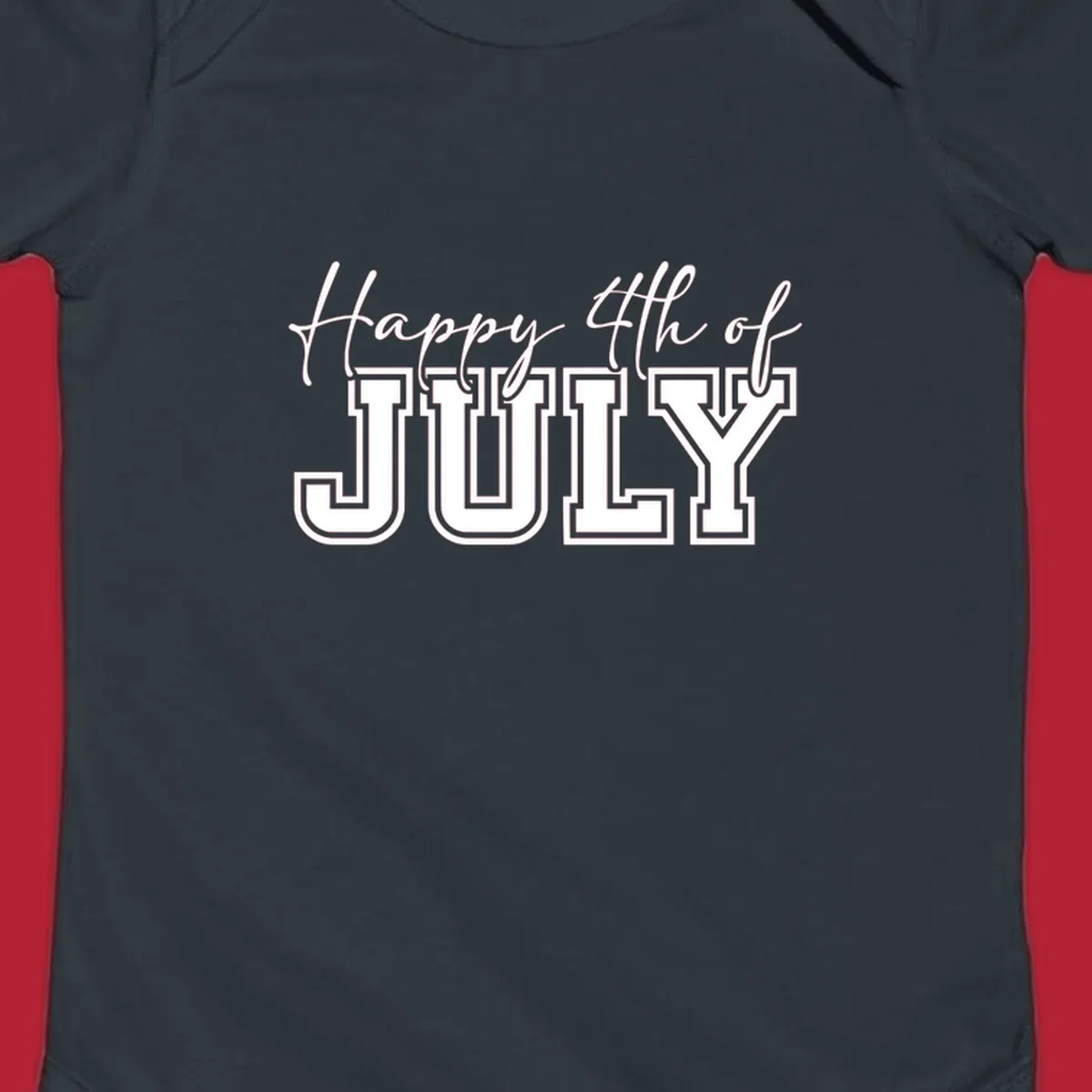 Happy 4th of July typography design with script and collegiate fonts, perfect for patriotic celebrations.