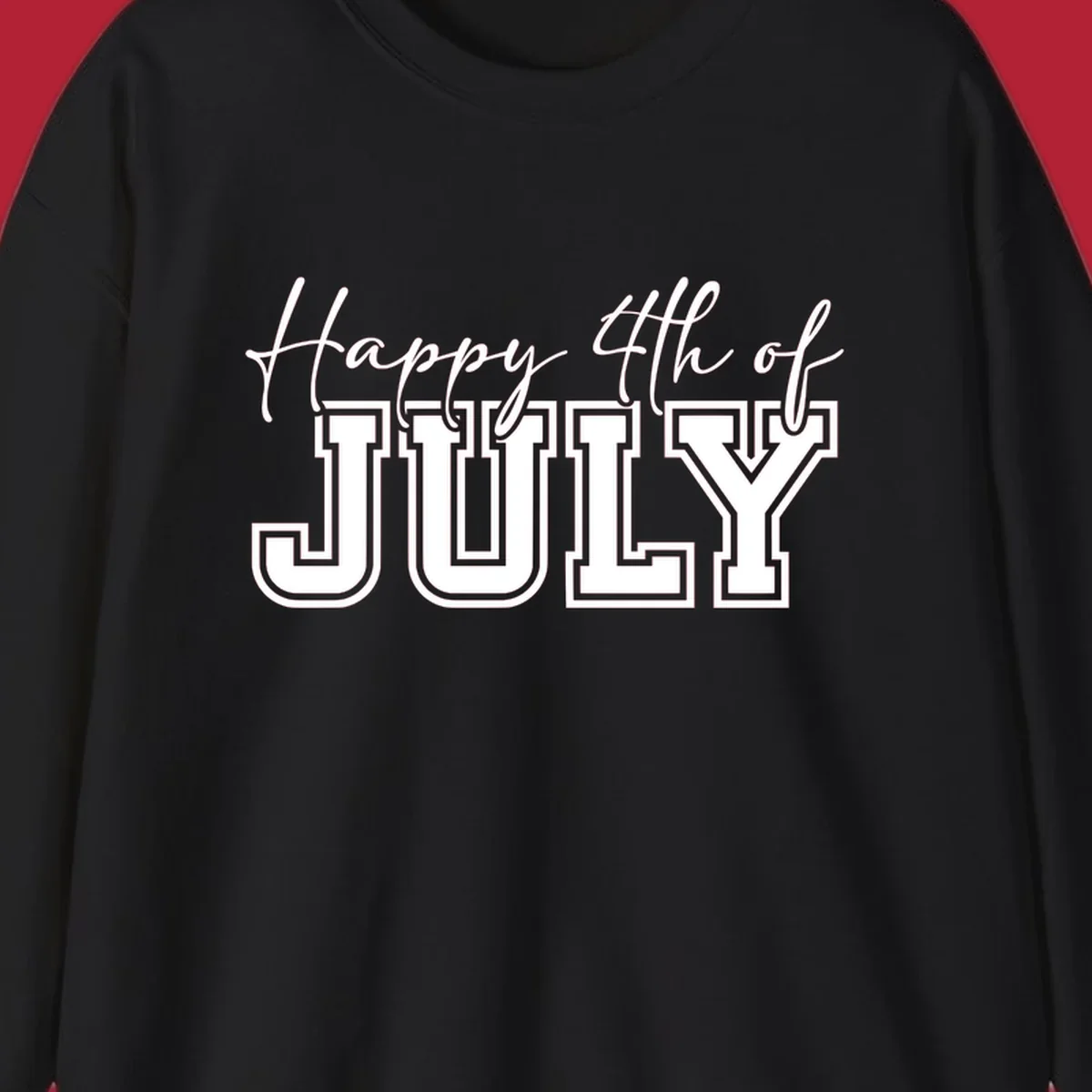 Happy 4th of July typography design with script and collegiate fonts, perfect for patriotic celebrations.