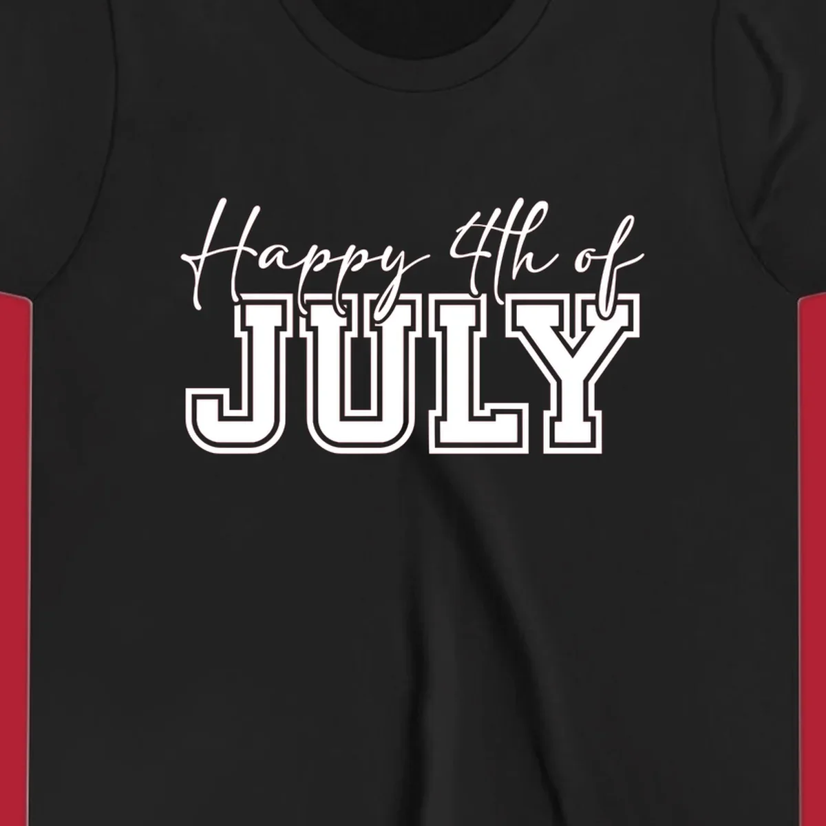 Happy 4th of July typography design with script and collegiate fonts, perfect for patriotic celebrations.