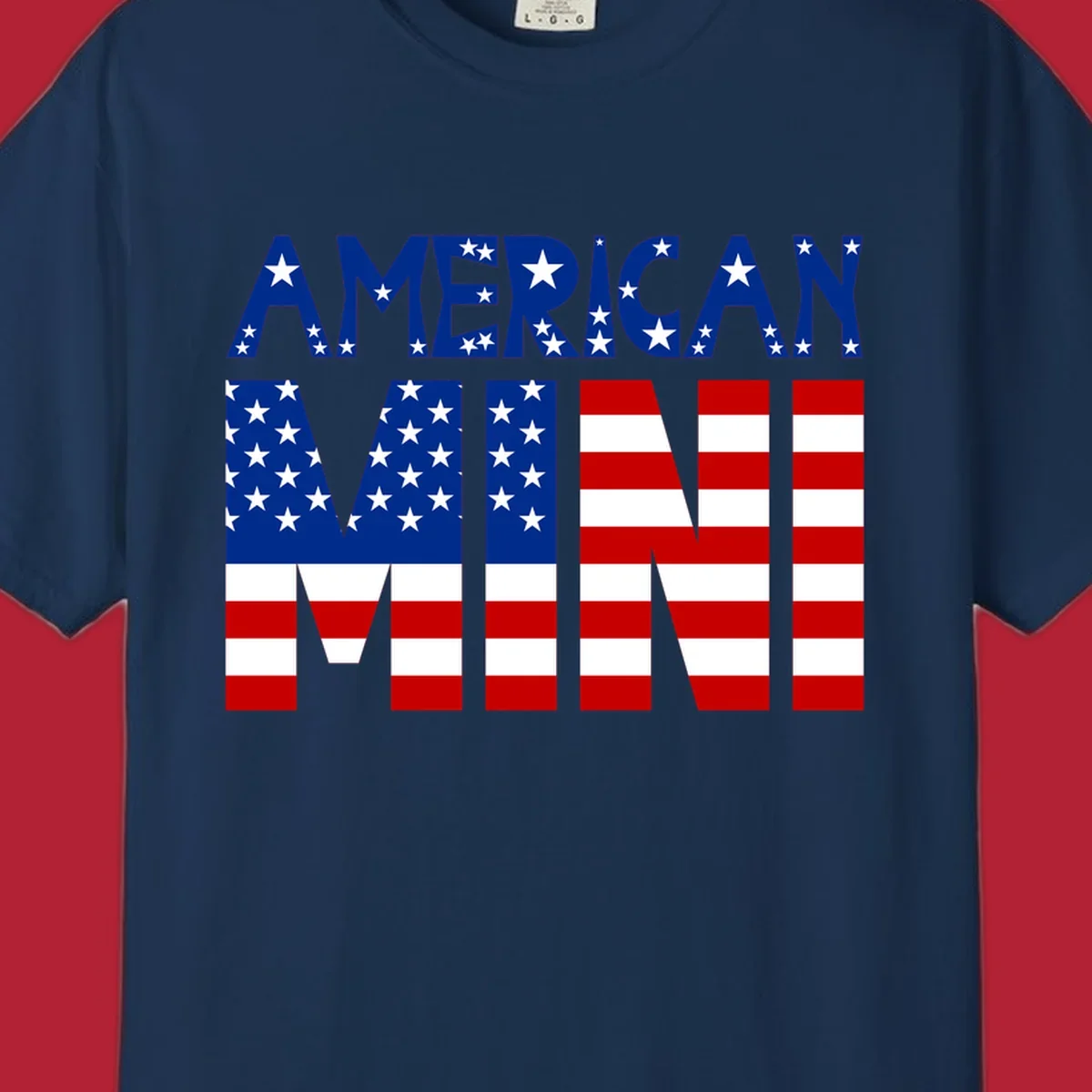 The words 'AMERICAN MINI' are stylized with the American flag design, featuring stars and stripes.