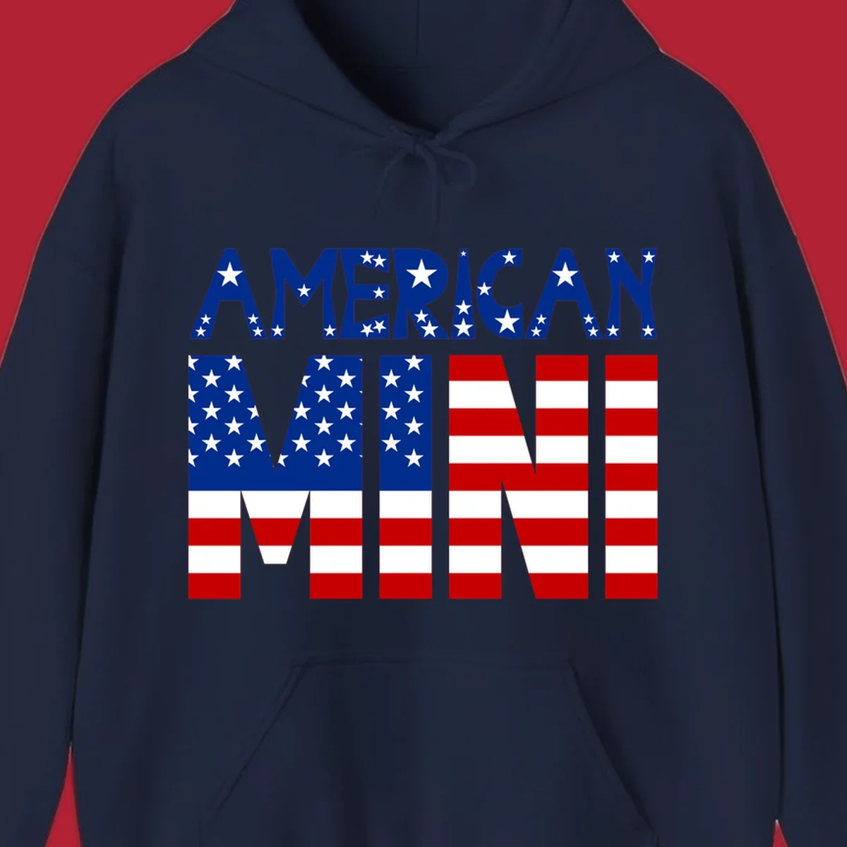 The words 'AMERICAN MINI' are stylized with the American flag design, featuring stars and stripes.