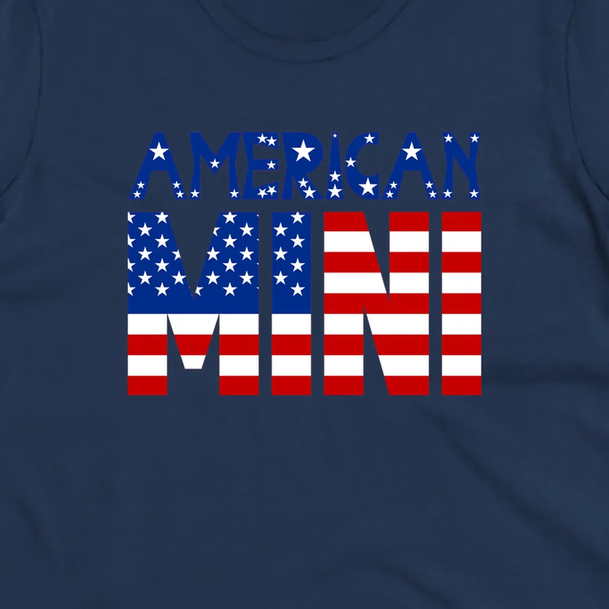 The words 'AMERICAN MINI' are stylized with the American flag design, featuring stars and stripes.