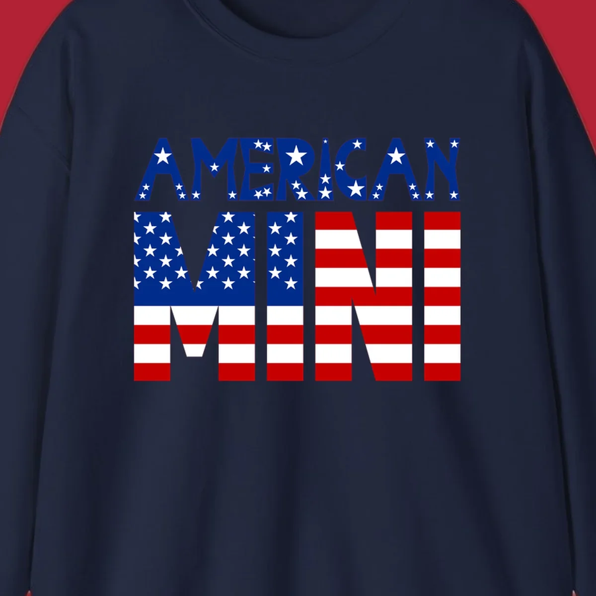 The words 'AMERICAN MINI' are stylized with the American flag design, featuring stars and stripes.