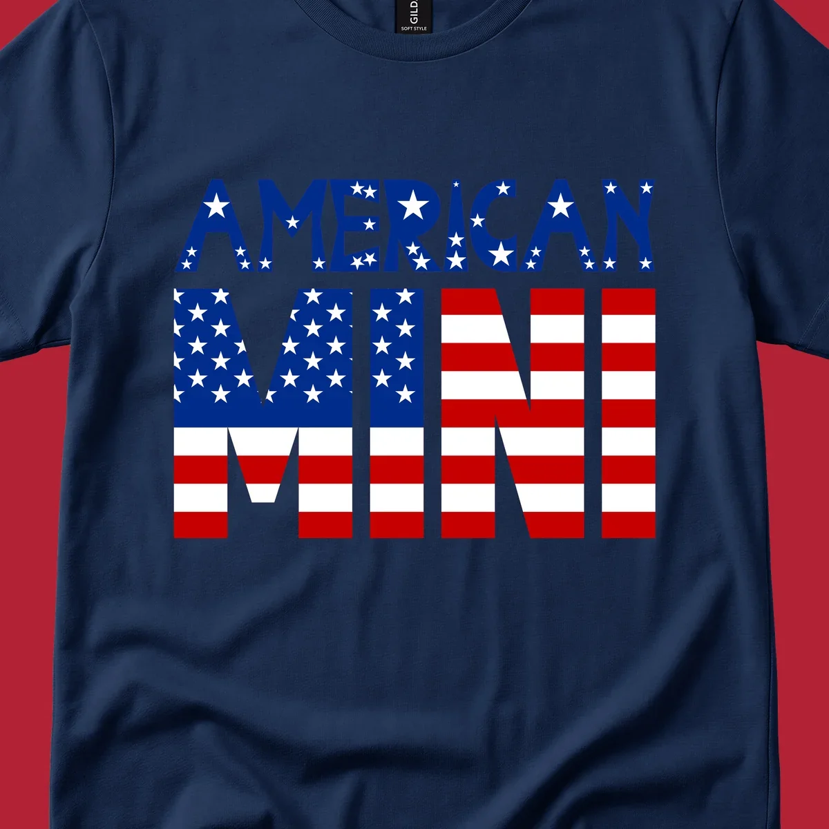 The words 'AMERICAN MINI' are stylized with the American flag design, featuring stars and stripes.