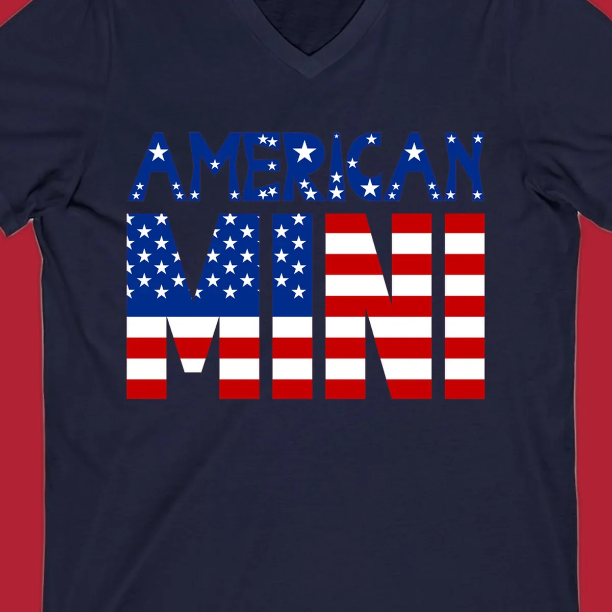 The words 'AMERICAN MINI' are stylized with the American flag design, featuring stars and stripes.