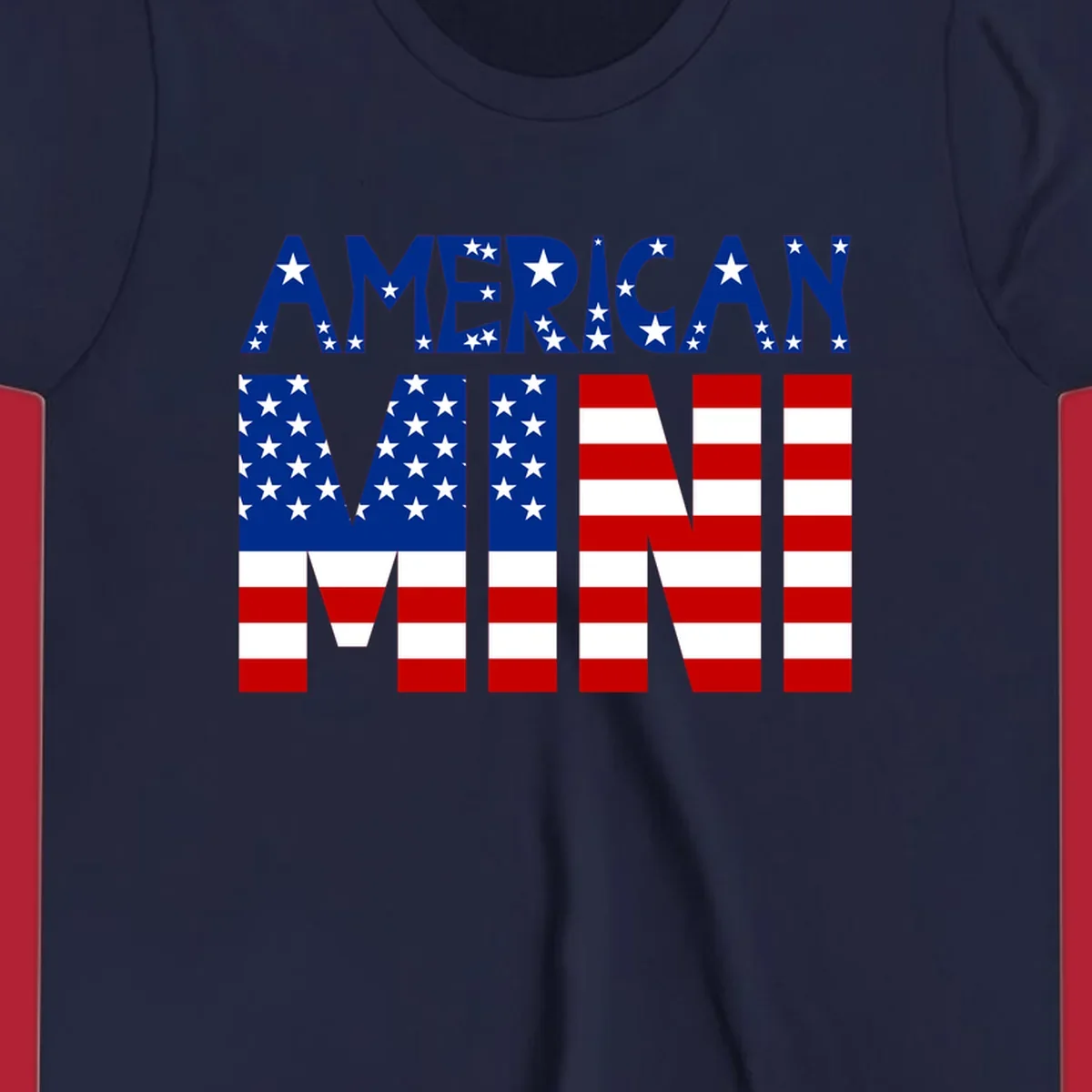 The words 'AMERICAN MINI' are stylized with the American flag design, featuring stars and stripes.