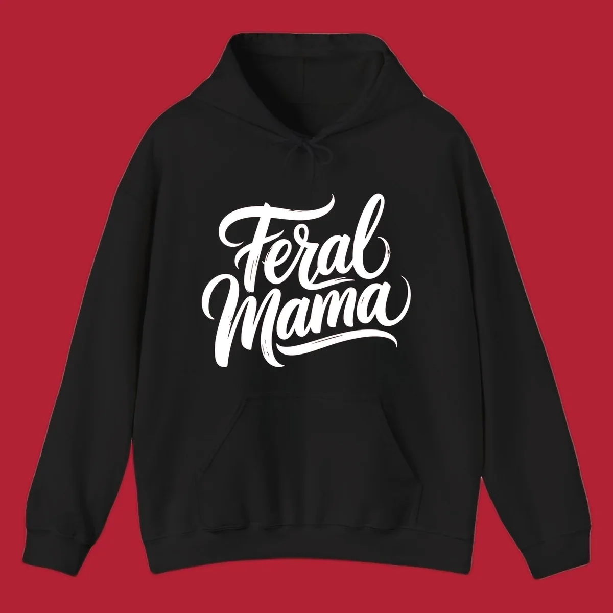 Bold black script text reading 'Feral Mama' with decorative flourishes, highlighting the feral mama script concept.