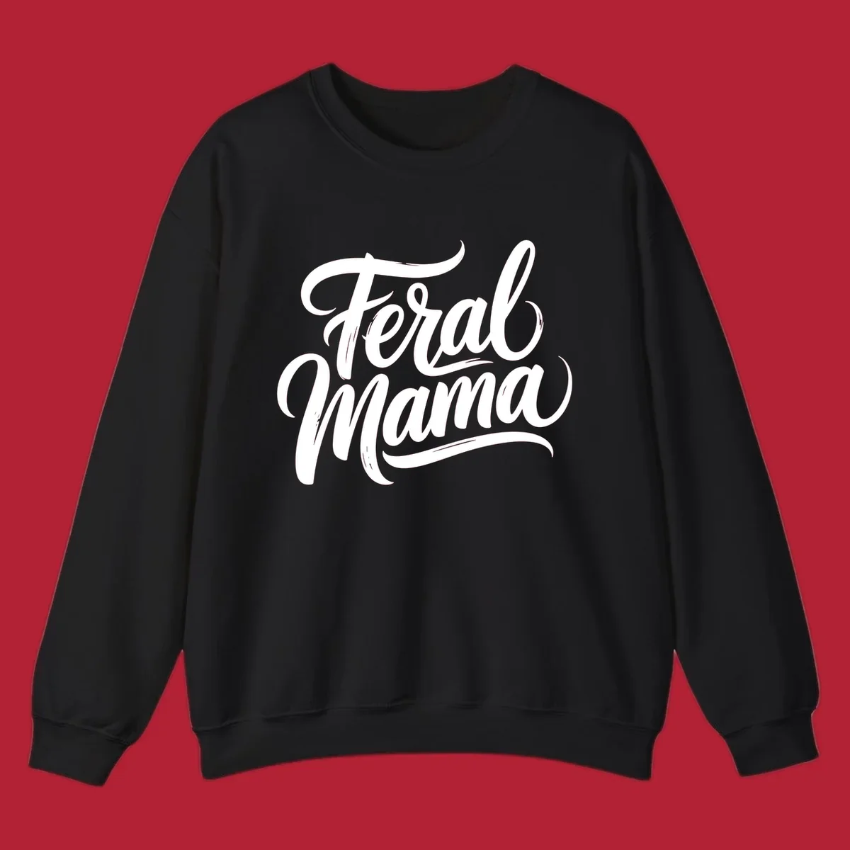 Bold black script text reading 'Feral Mama' with decorative flourishes, highlighting the feral mama script concept.
