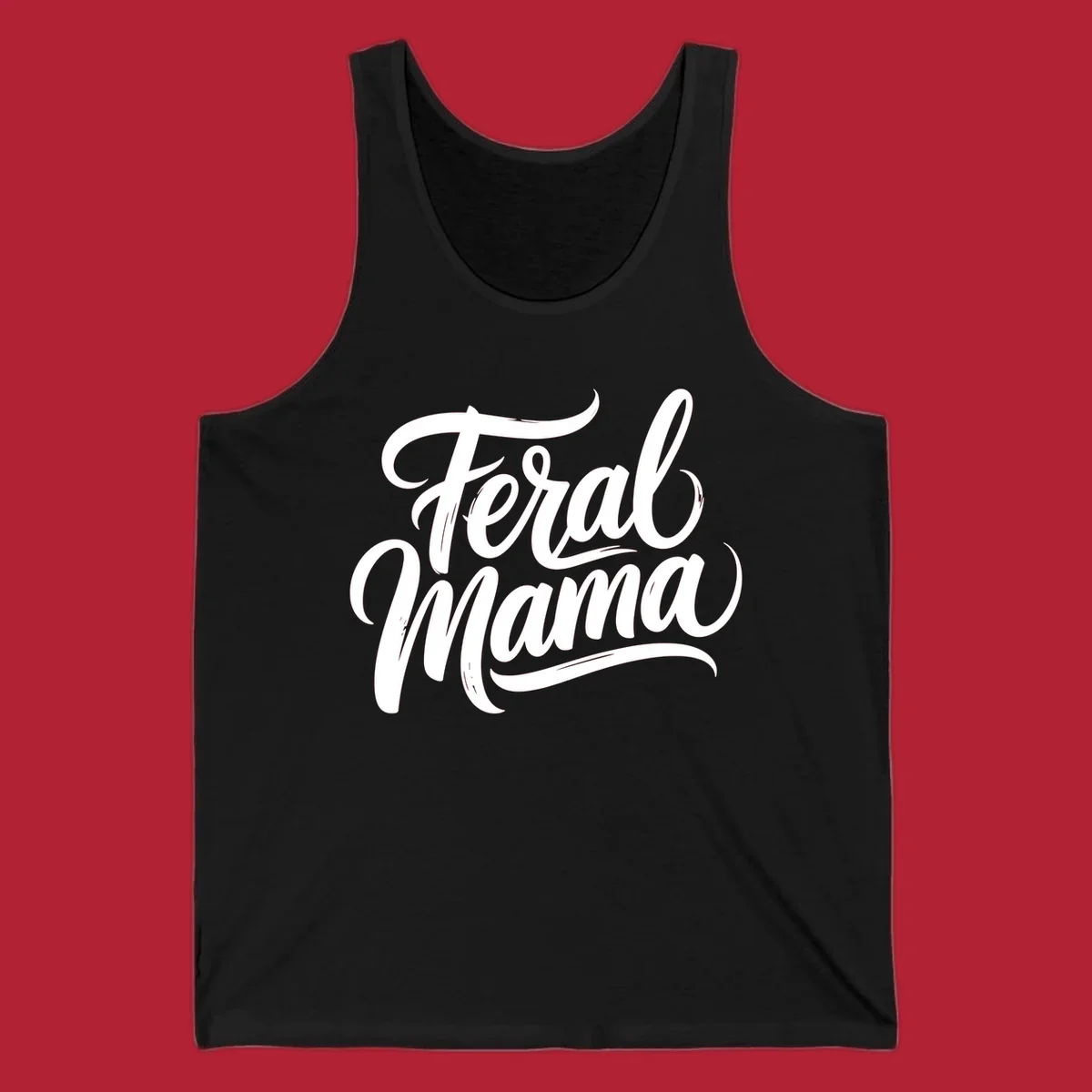 Bold black script text reading 'Feral Mama' with decorative flourishes, highlighting the feral mama script concept.