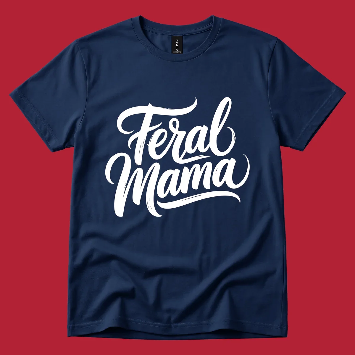 Bold black script text reading 'Feral Mama' with decorative flourishes, highlighting the feral mama script concept.