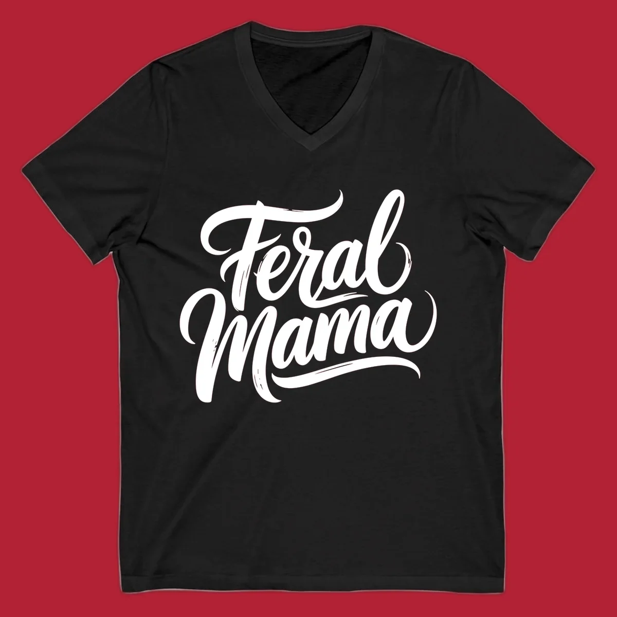 Bold black script text reading 'Feral Mama' with decorative flourishes, highlighting the feral mama script concept.