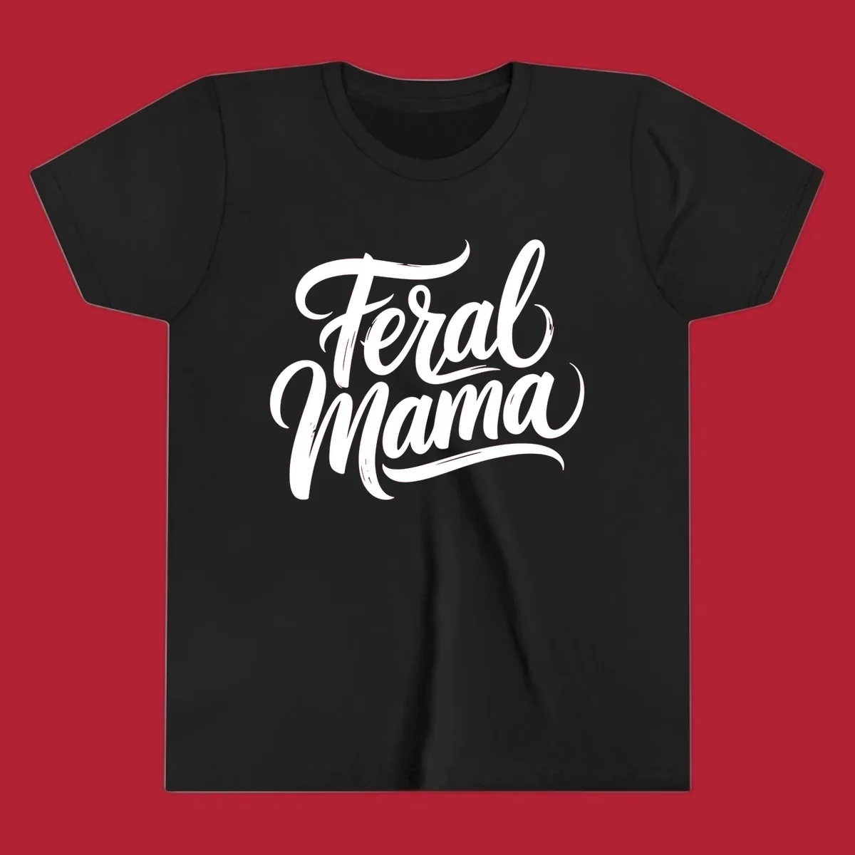 Bold black script text reading 'Feral Mama' with decorative flourishes, highlighting the feral mama script concept.