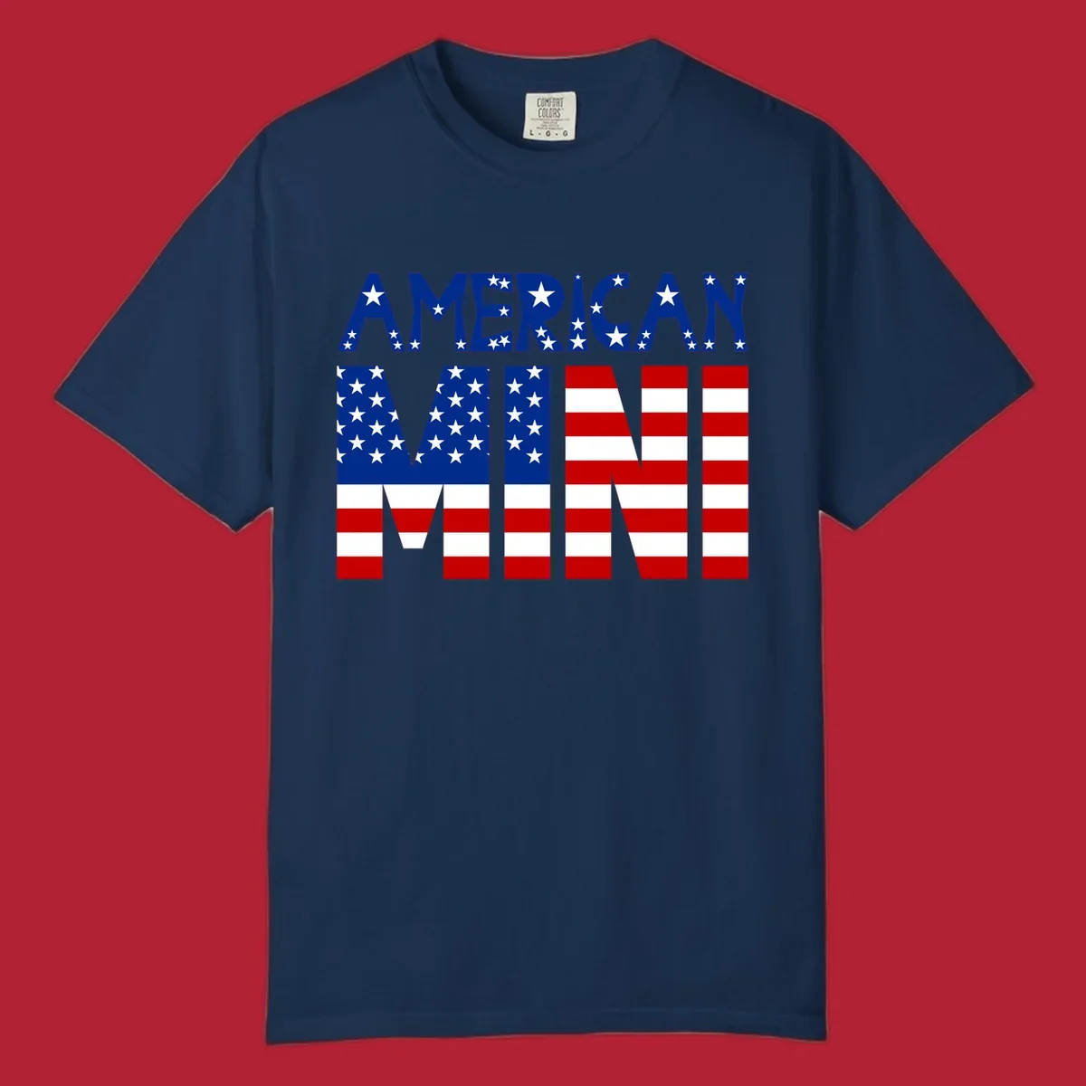 The words 'AMERICAN MINI' are stylized with the American flag design, featuring stars and stripes.
