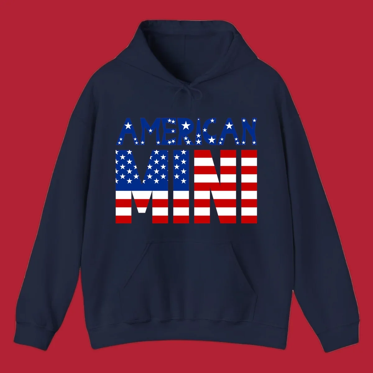 The words 'AMERICAN MINI' are stylized with the American flag design, featuring stars and stripes.