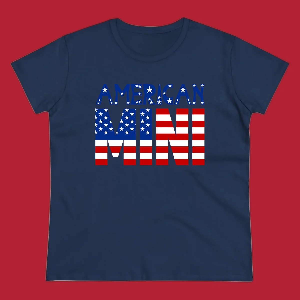 The words 'AMERICAN MINI' are stylized with the American flag design, featuring stars and stripes.