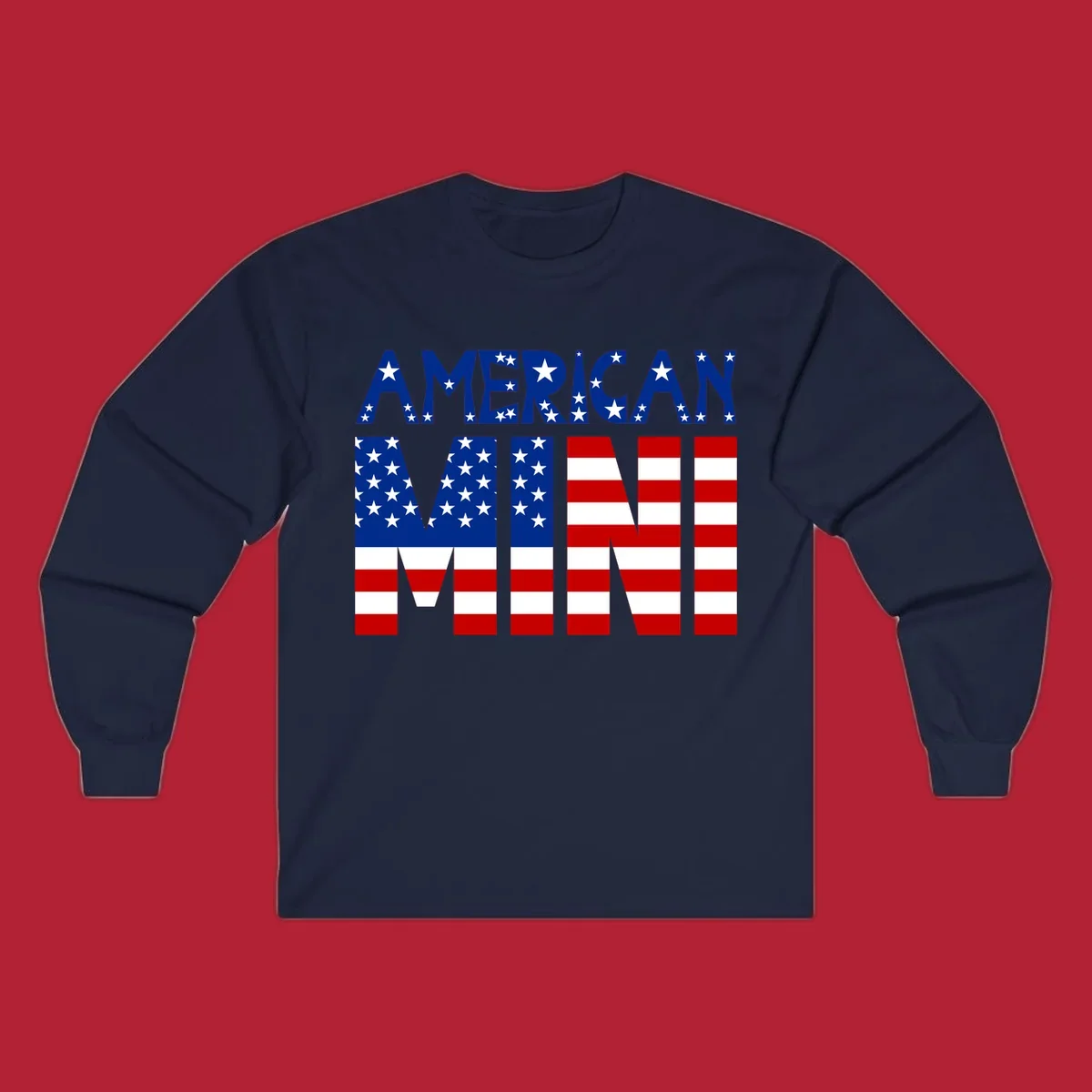 The words 'AMERICAN MINI' are stylized with the American flag design, featuring stars and stripes.