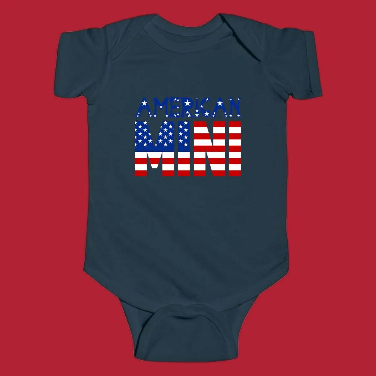 The words 'AMERICAN MINI' are stylized with the American flag design, featuring stars and stripes.