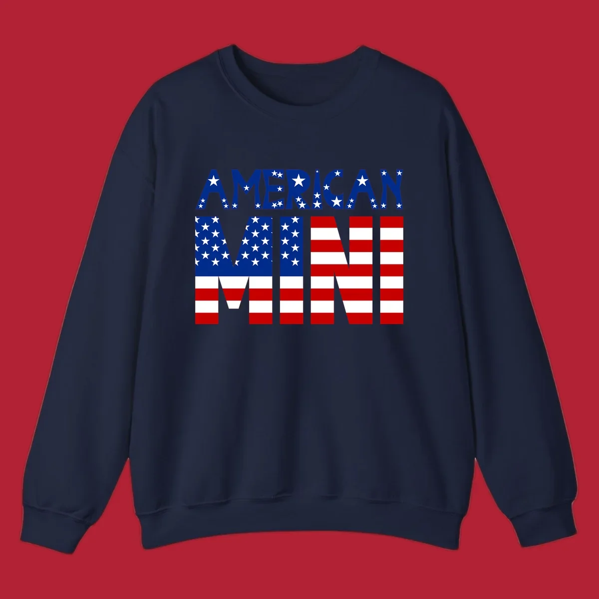 The words 'AMERICAN MINI' are stylized with the American flag design, featuring stars and stripes.