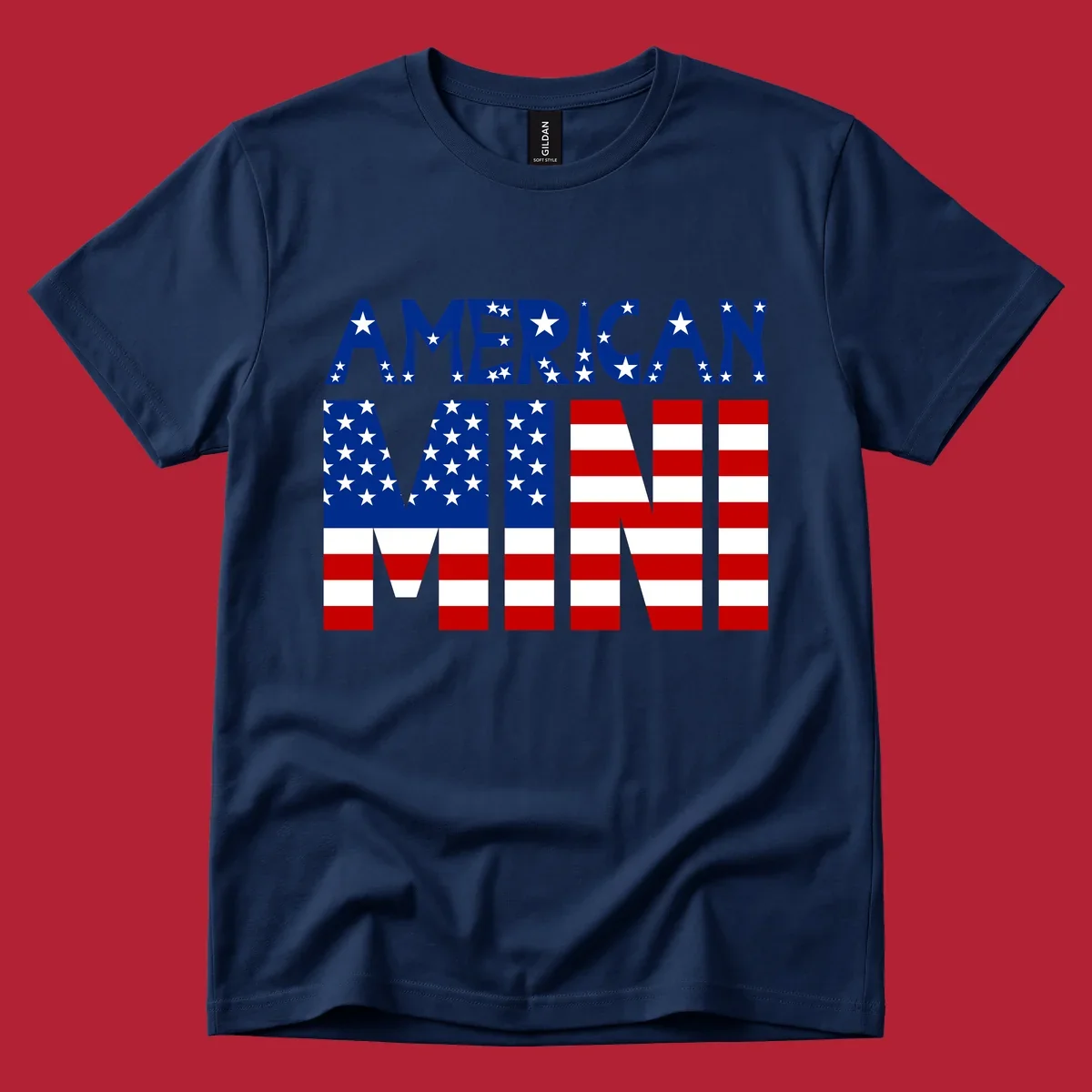The words 'AMERICAN MINI' are stylized with the American flag design, featuring stars and stripes.