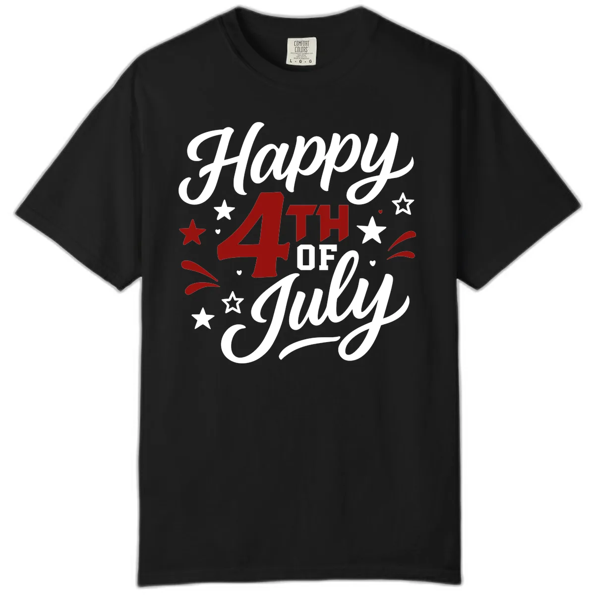 Happy Fourth of July Patriotic Celebration Comfort Color in Black