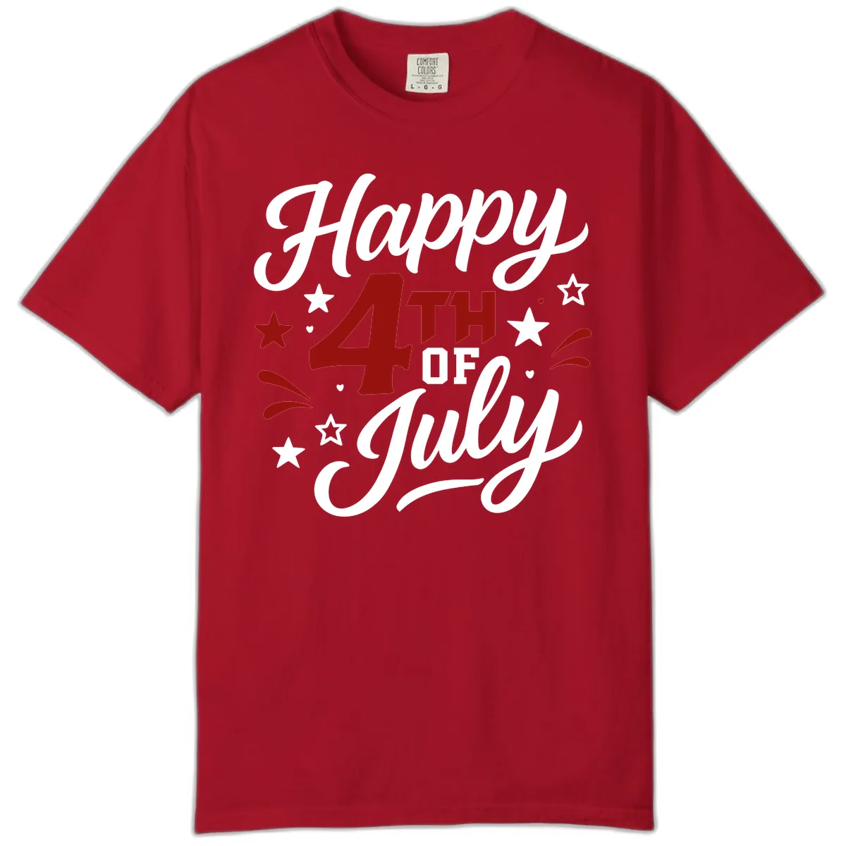 Happy Fourth of July Patriotic Celebration Comfort Color in Red