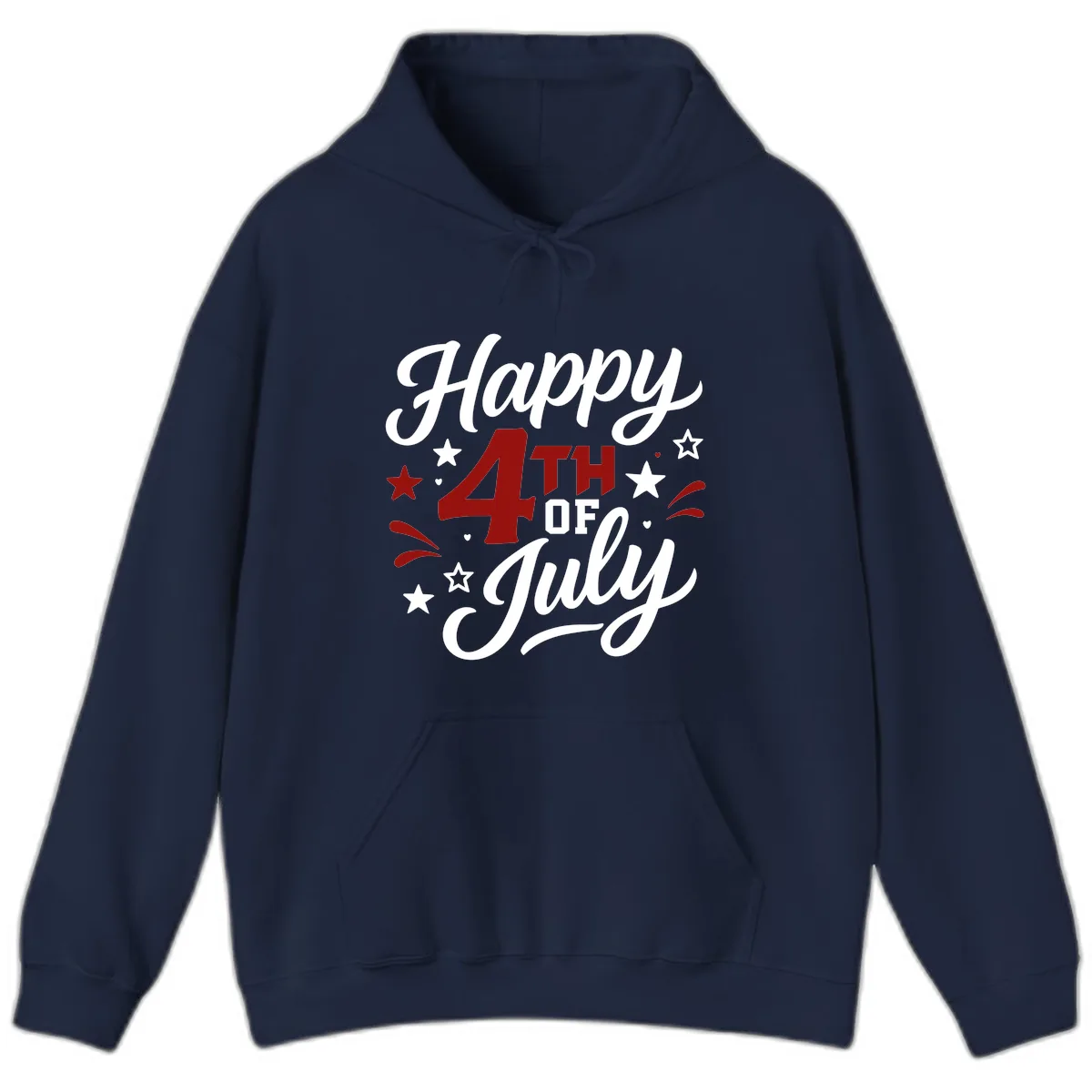 Happy Fourth of July Patriotic Celebration Hoodie in Navy