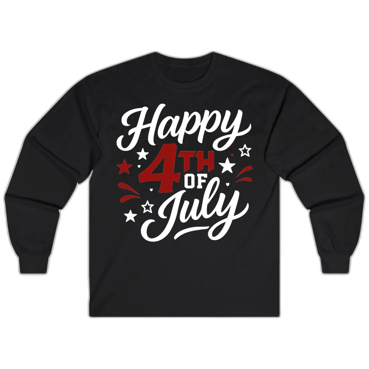 Happy Fourth of July Patriotic Celebration Long Sleeve in Black