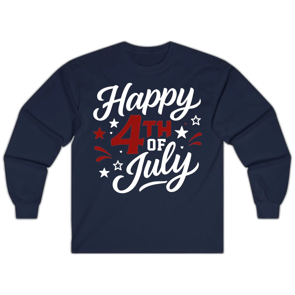 Happy Fourth of July Patriotic Celebration Long Sleeve in Navy
