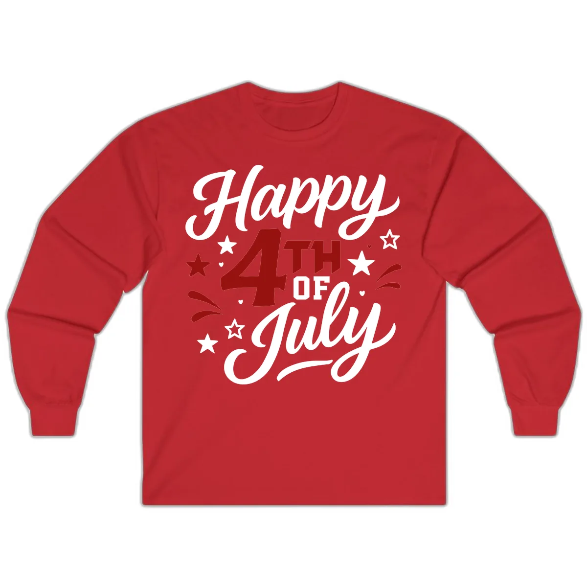 Happy Fourth of July Patriotic Celebration Long Sleeve in Red