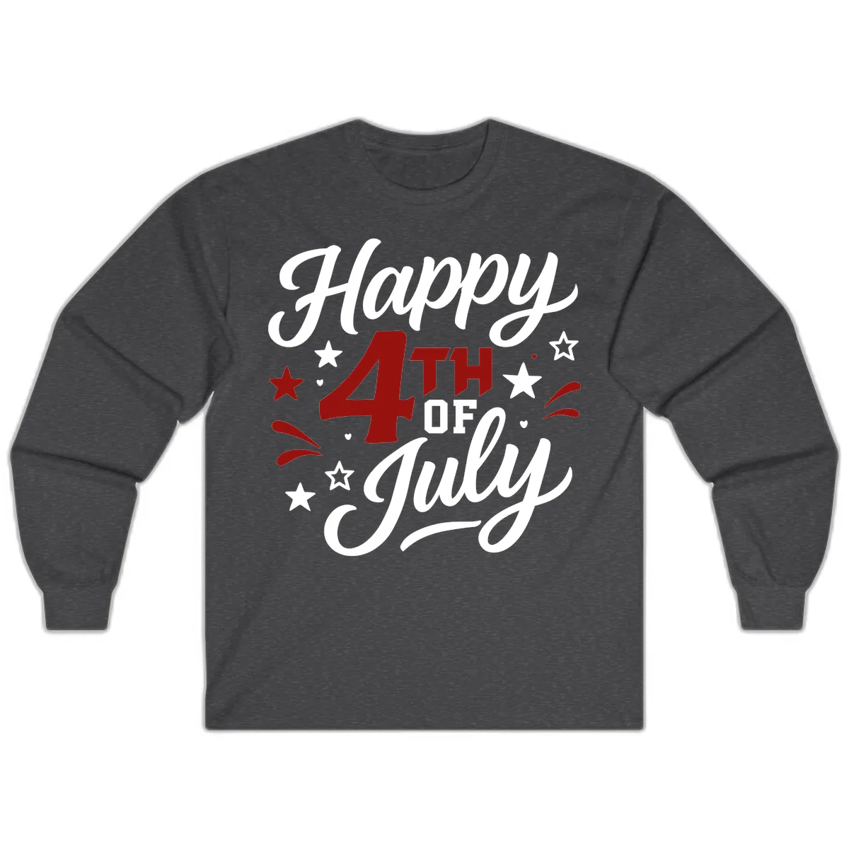 Happy Fourth of July Patriotic Celebration Long Sleeve in Dark Heather
