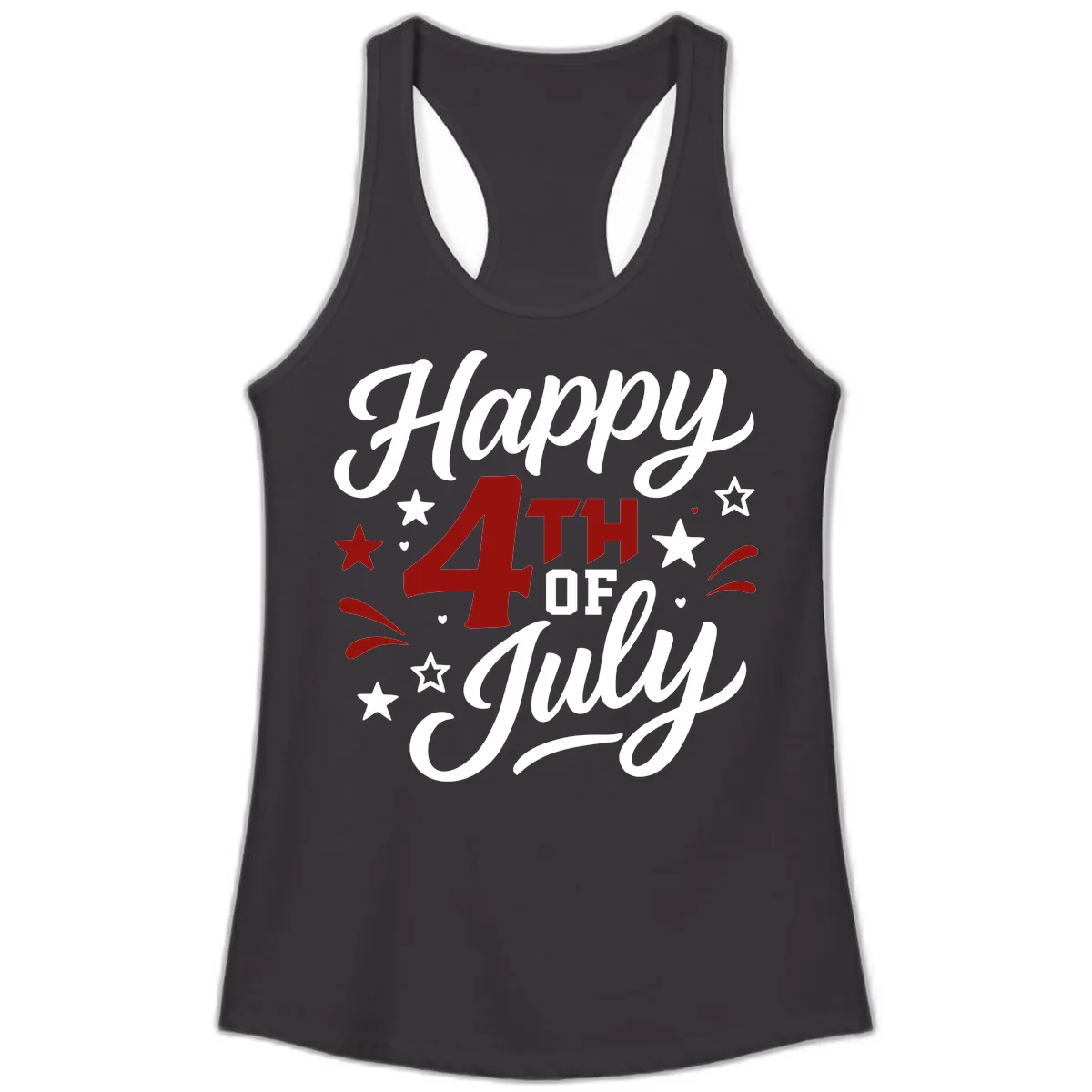 Happy Fourth of July Patriotic Celebration Ladies Tank in Black