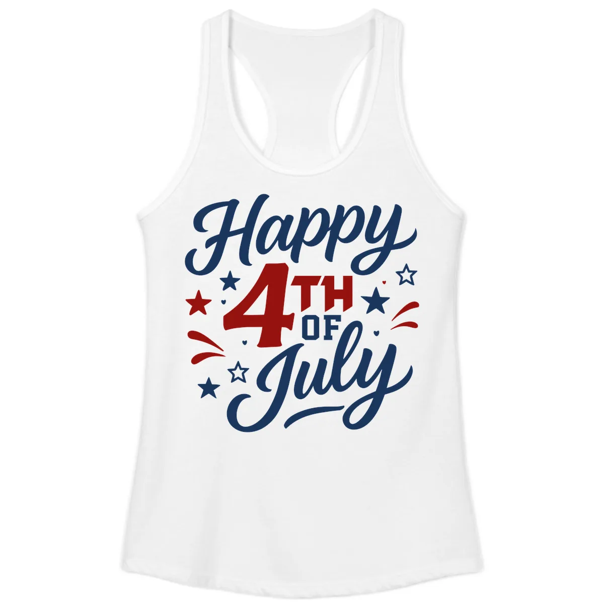 Happy Fourth of July Patriotic Celebration Ladies Tank in White
