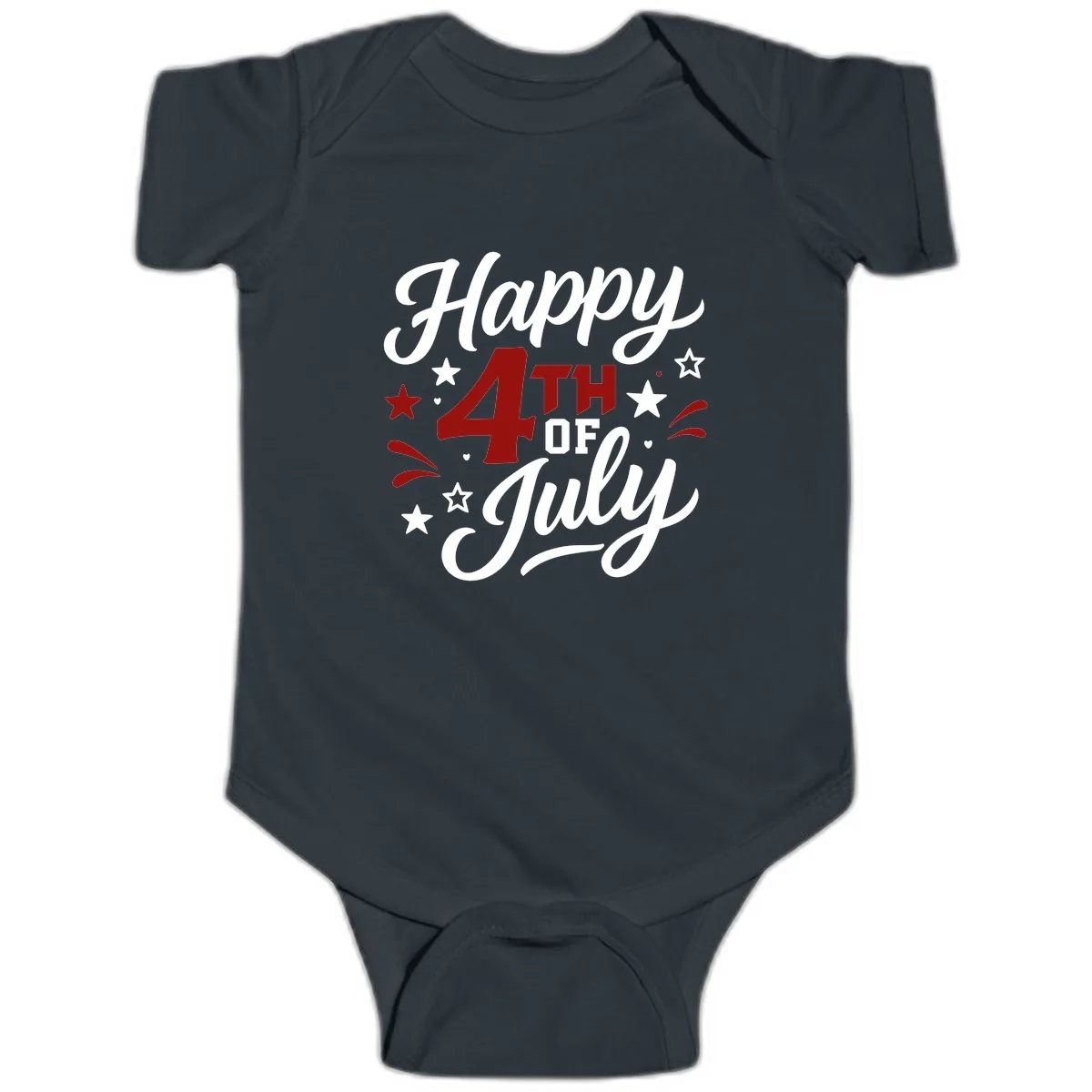 Happy Fourth of July Patriotic Celebration Baby Onesie in Black
