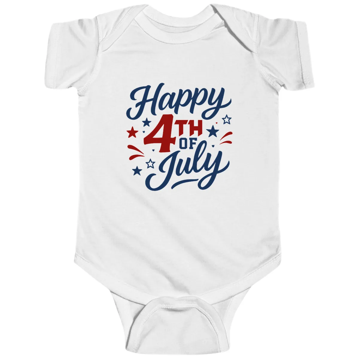 Happy Fourth of July Patriotic Celebration Baby Onesie in White