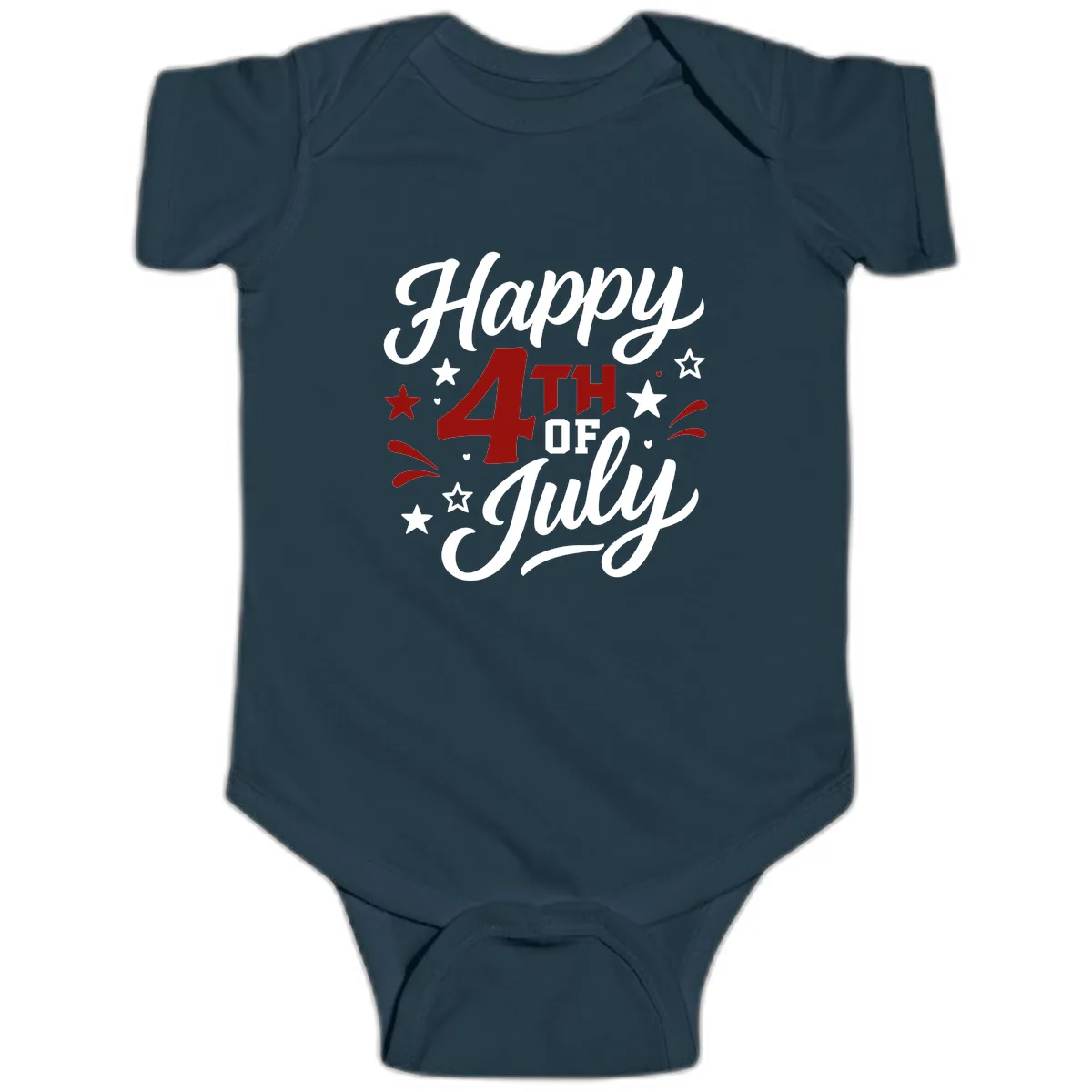 Happy Fourth of July Patriotic Celebration Baby Onesie in Navy