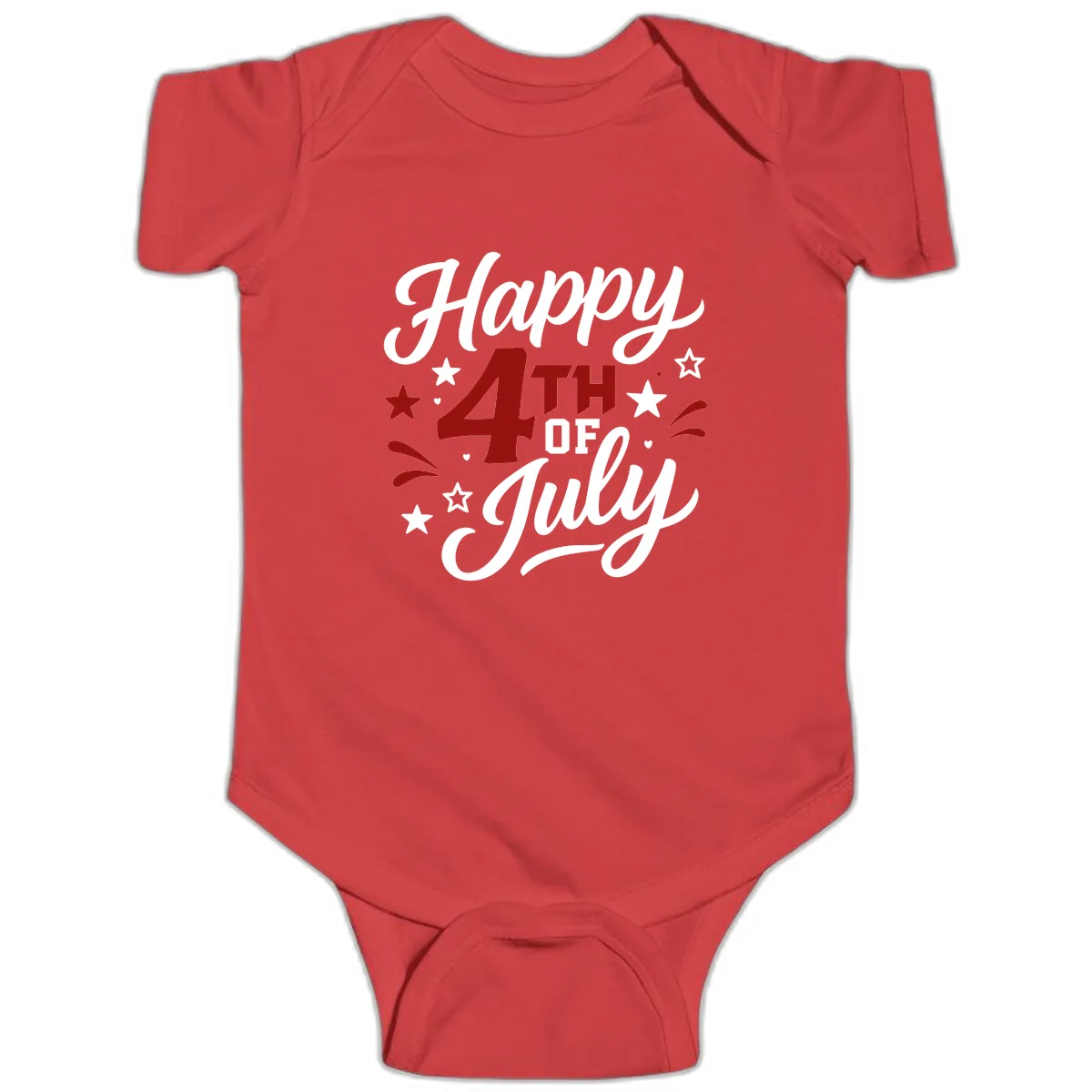 Happy Fourth of July Patriotic Celebration Baby Onesie in Red