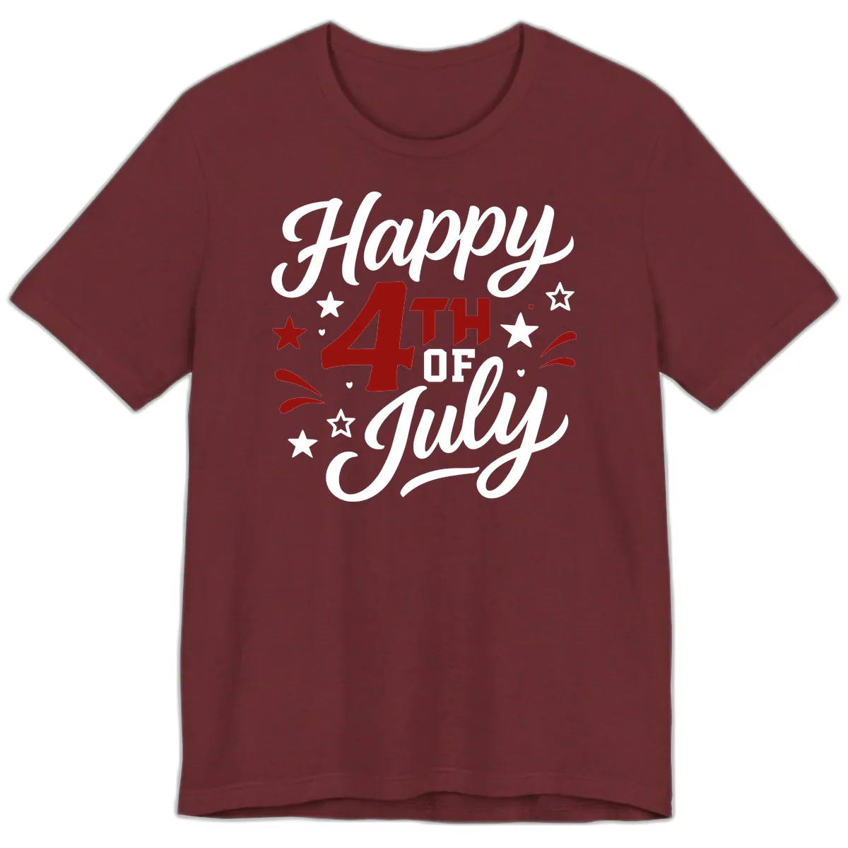Happy Fourth of July Patriotic Celebration Premium T-Shirt in Heather Cardinal