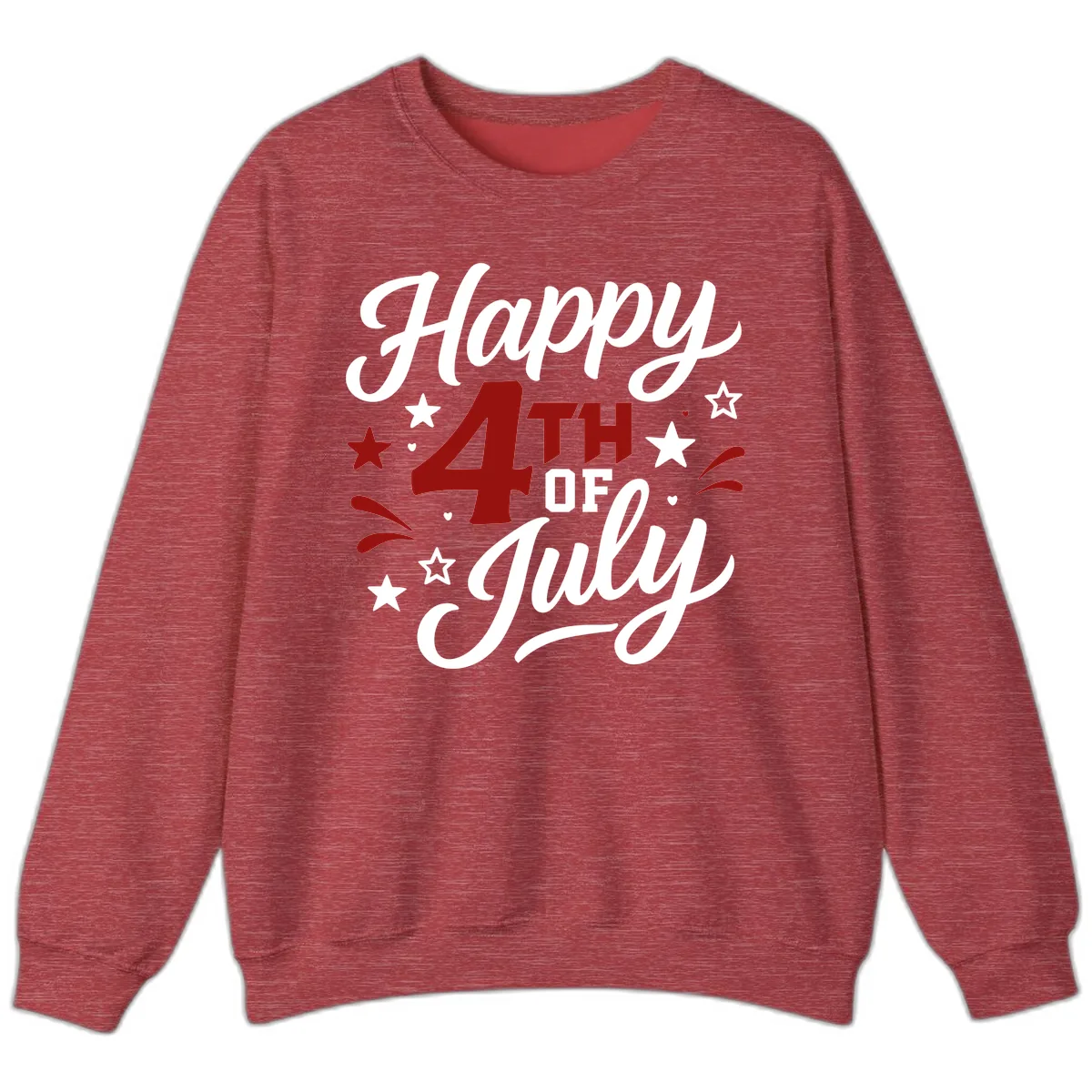 Happy Fourth of July Patriotic Celebration Sweatshirt in Heather Scarlet Red