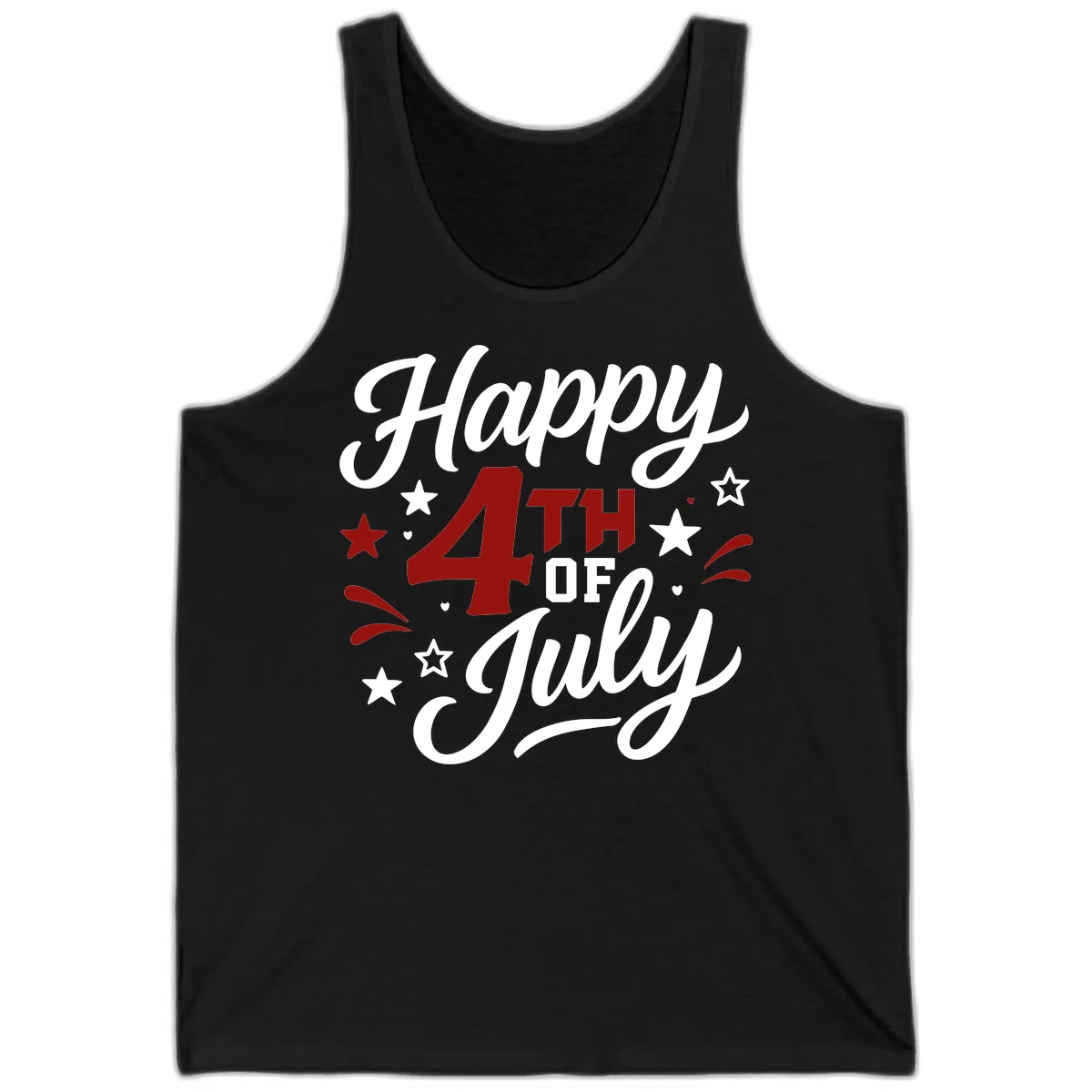 Happy Fourth of July Patriotic Celebration Tank in Black