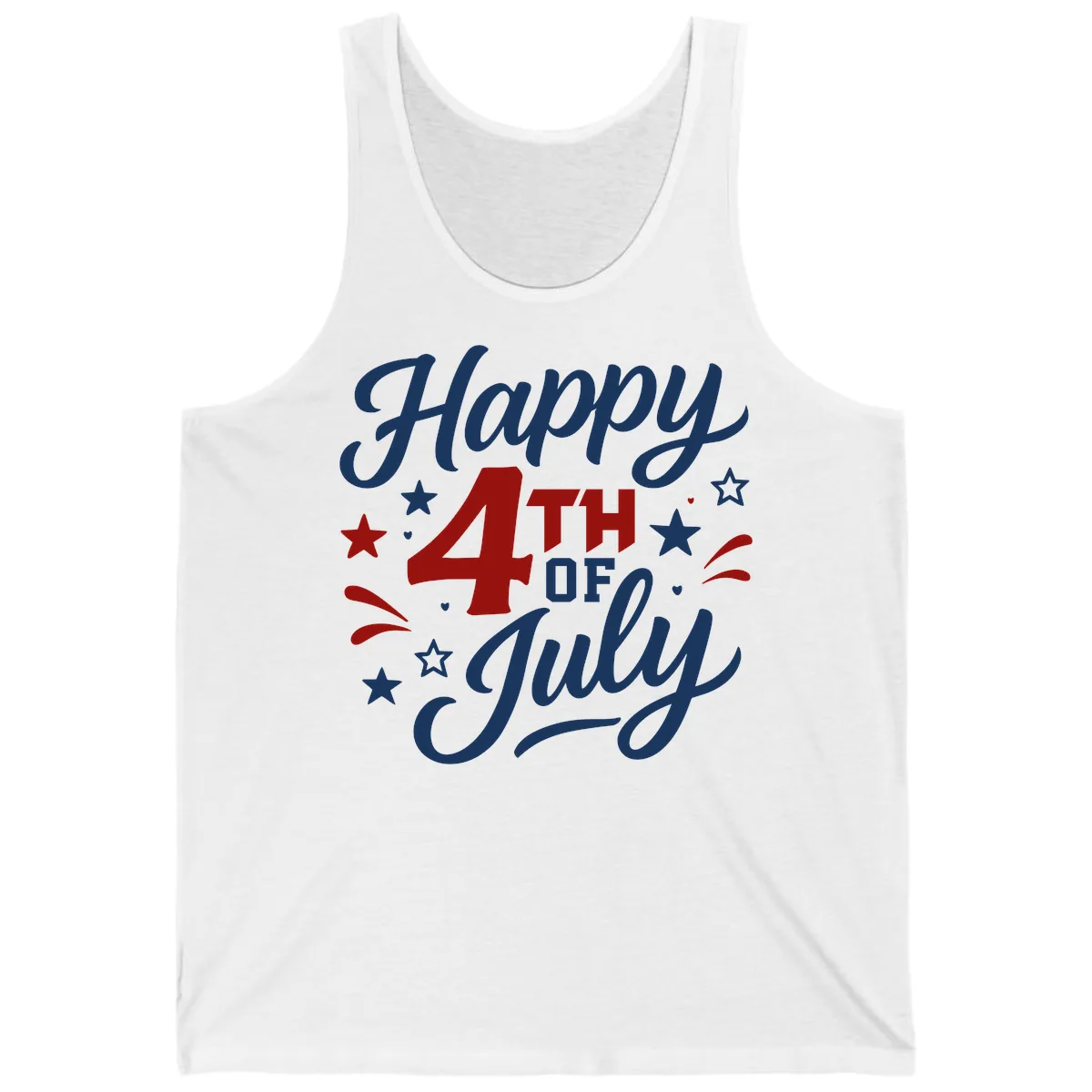Happy Fourth of July Patriotic Celebration Tank in White