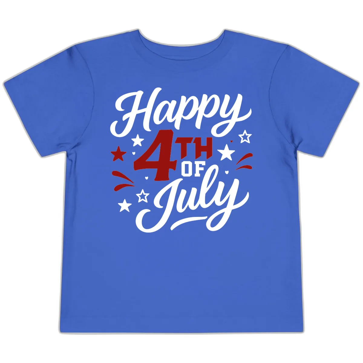 Happy Fourth of July Patriotic Celebration Toddler T-Shirt in True Royal