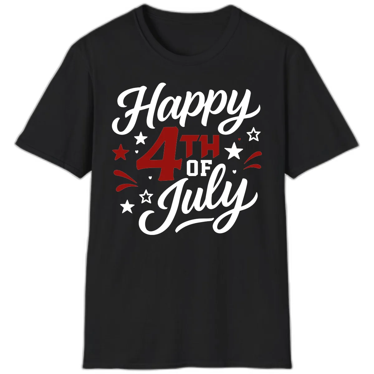 Happy Fourth of July Patriotic Celebration T-Shirt in Black